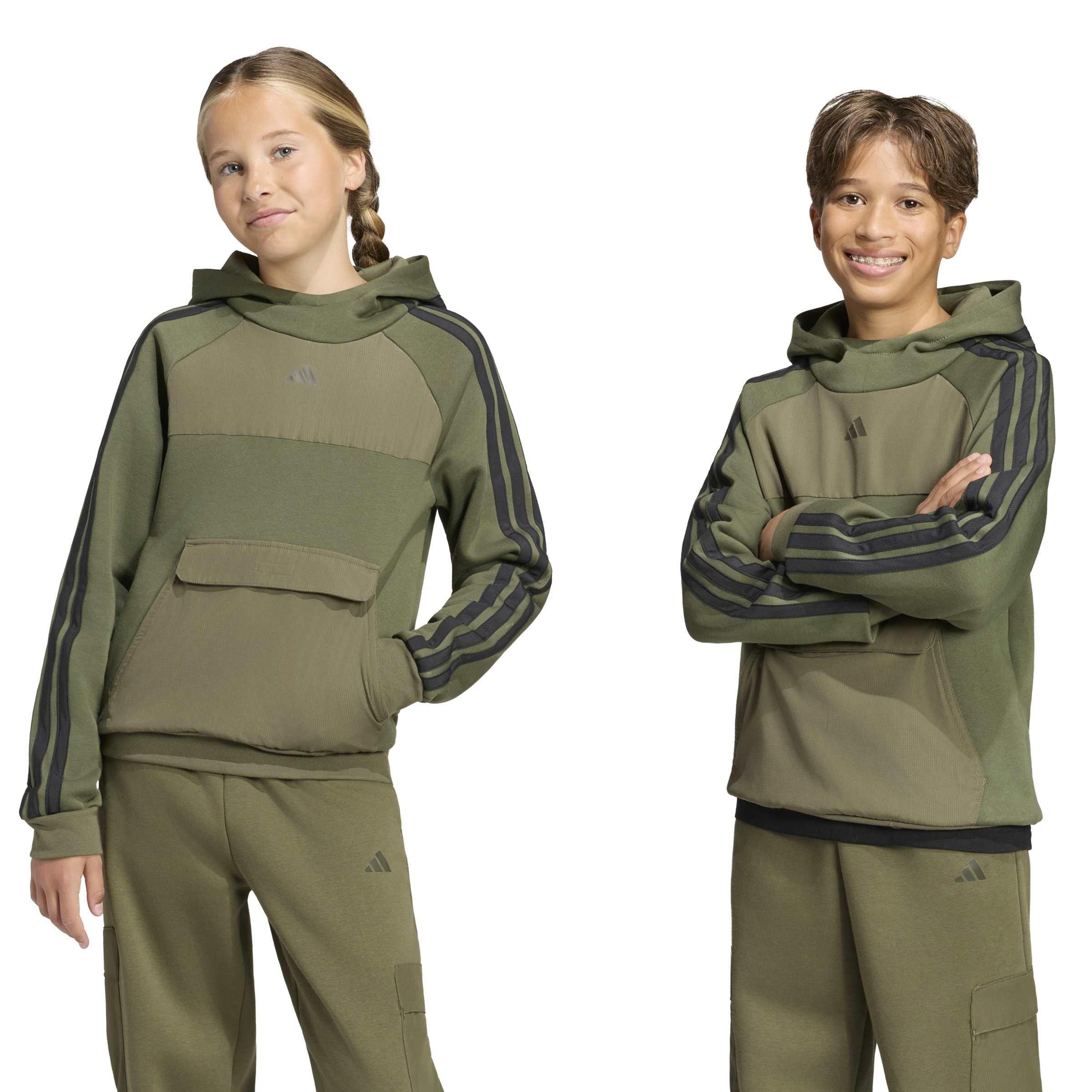 Khaki - adidas - Utility Fleece Hoodie Juniors - 2
