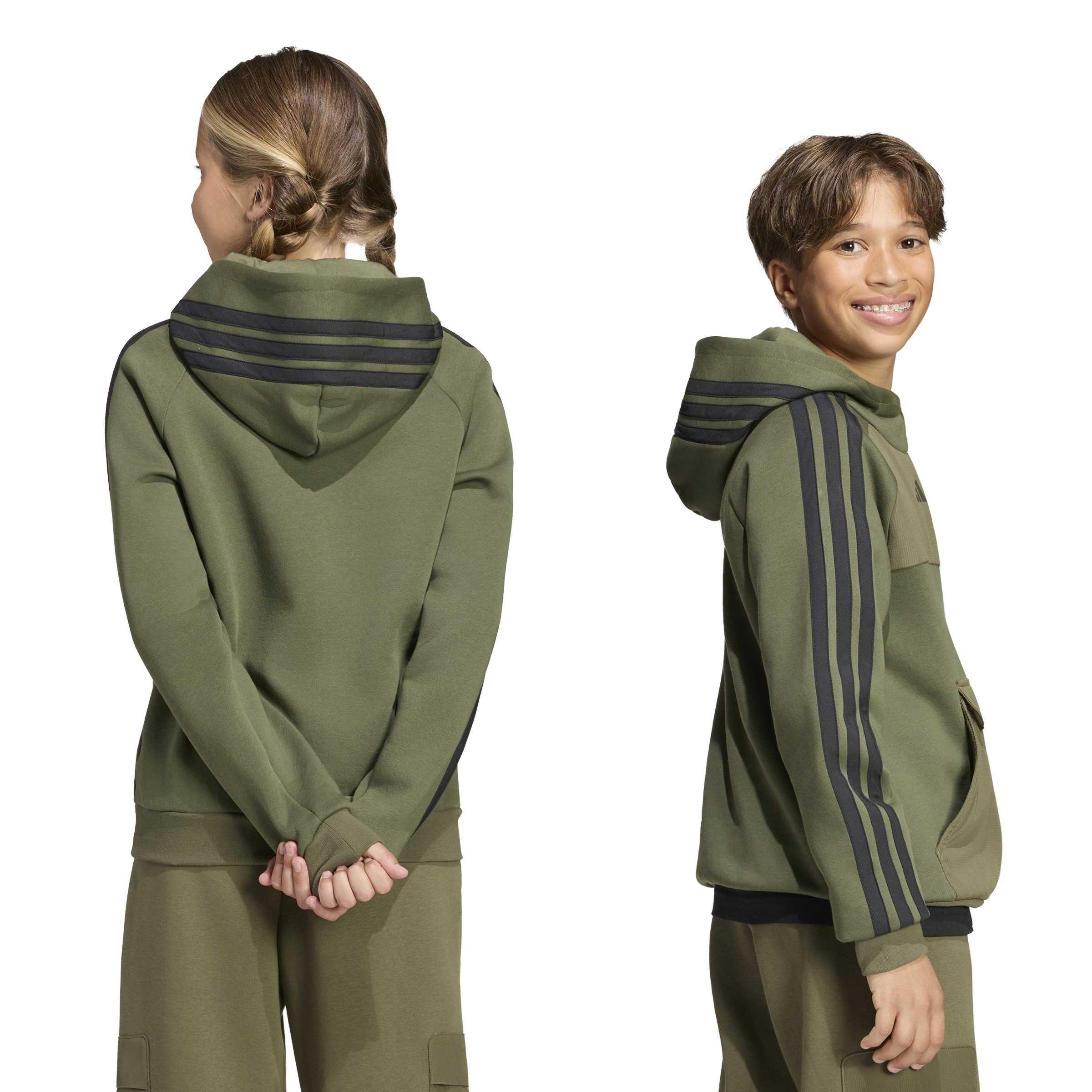 Khaki - adidas - Utility Fleece Hoodie Juniors - 3