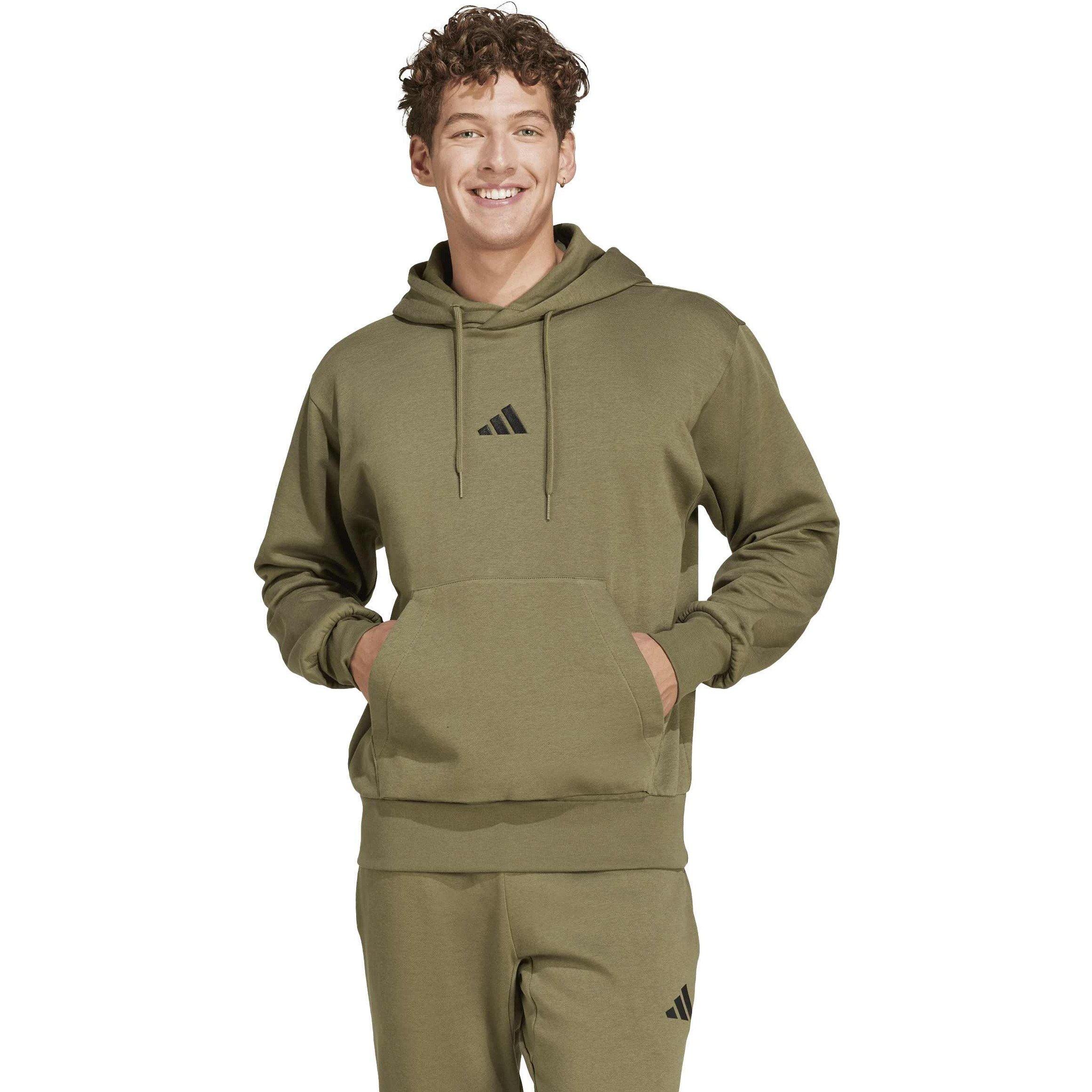 Olive Strata - adidas - Essentials Feelcozy Fleece Hoodie Mens - 3