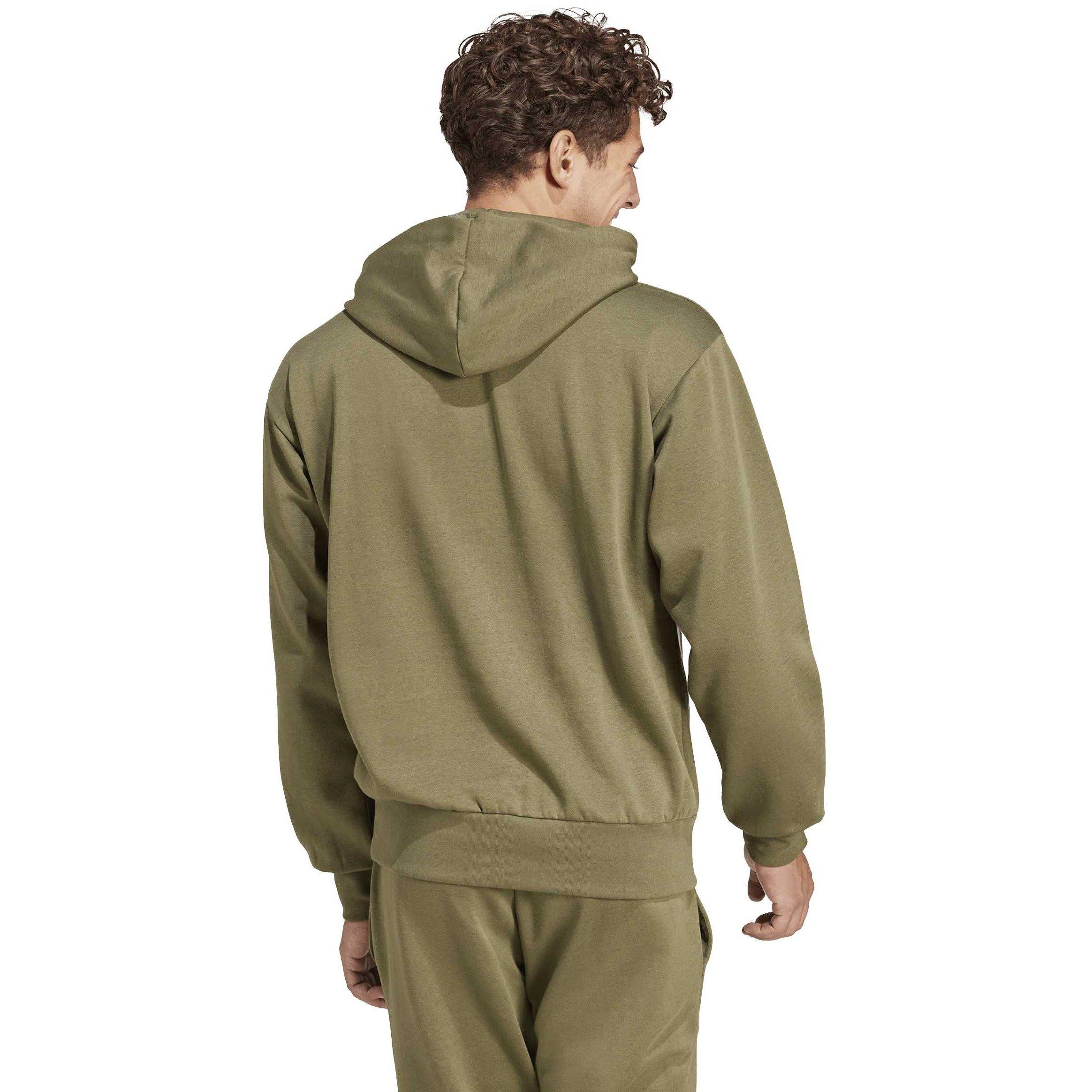 Olive Strata - adidas - Essentials Feelcozy Fleece Hoodie Mens - 4