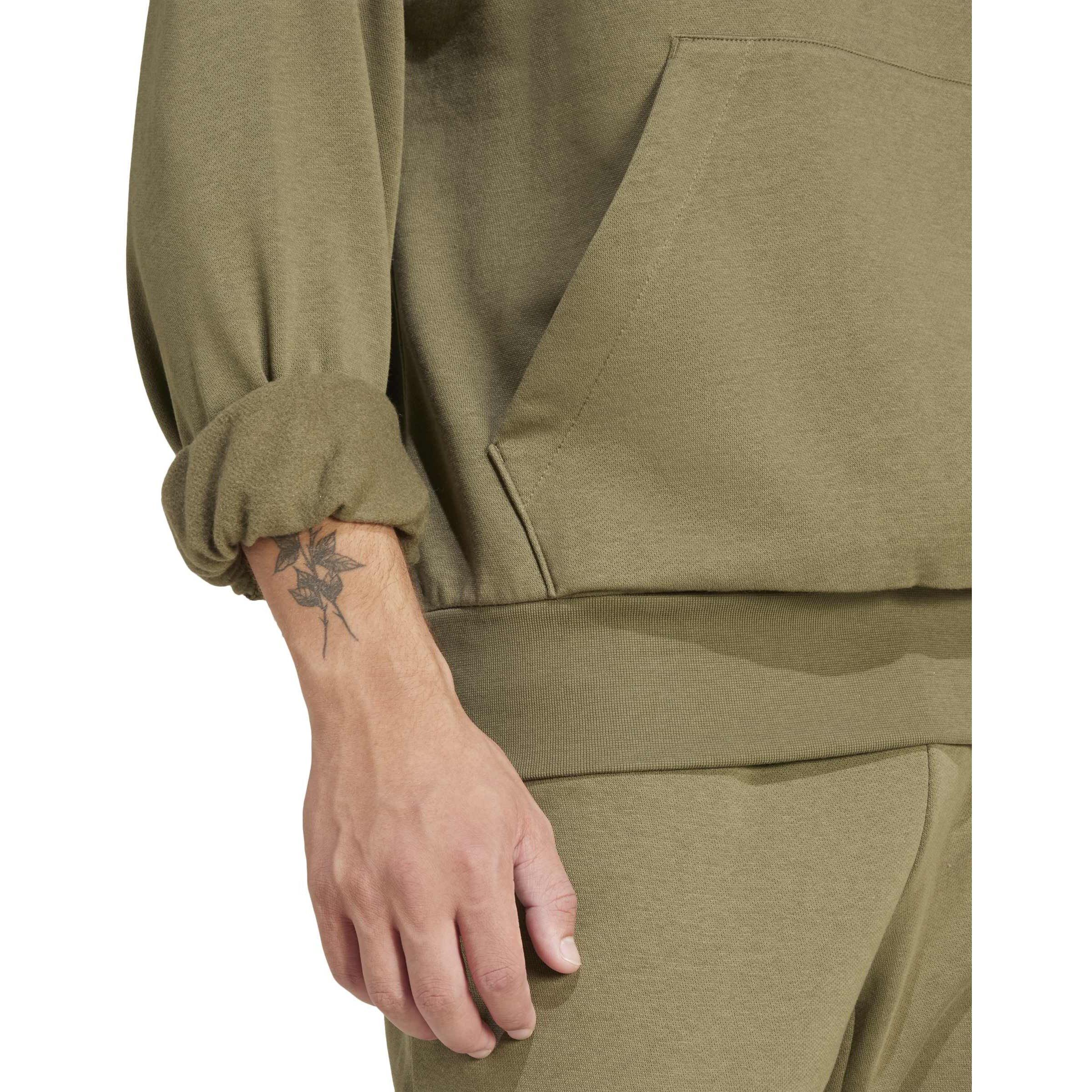 Olive Strata - adidas - Essentials Feelcozy Fleece Hoodie Mens - 6