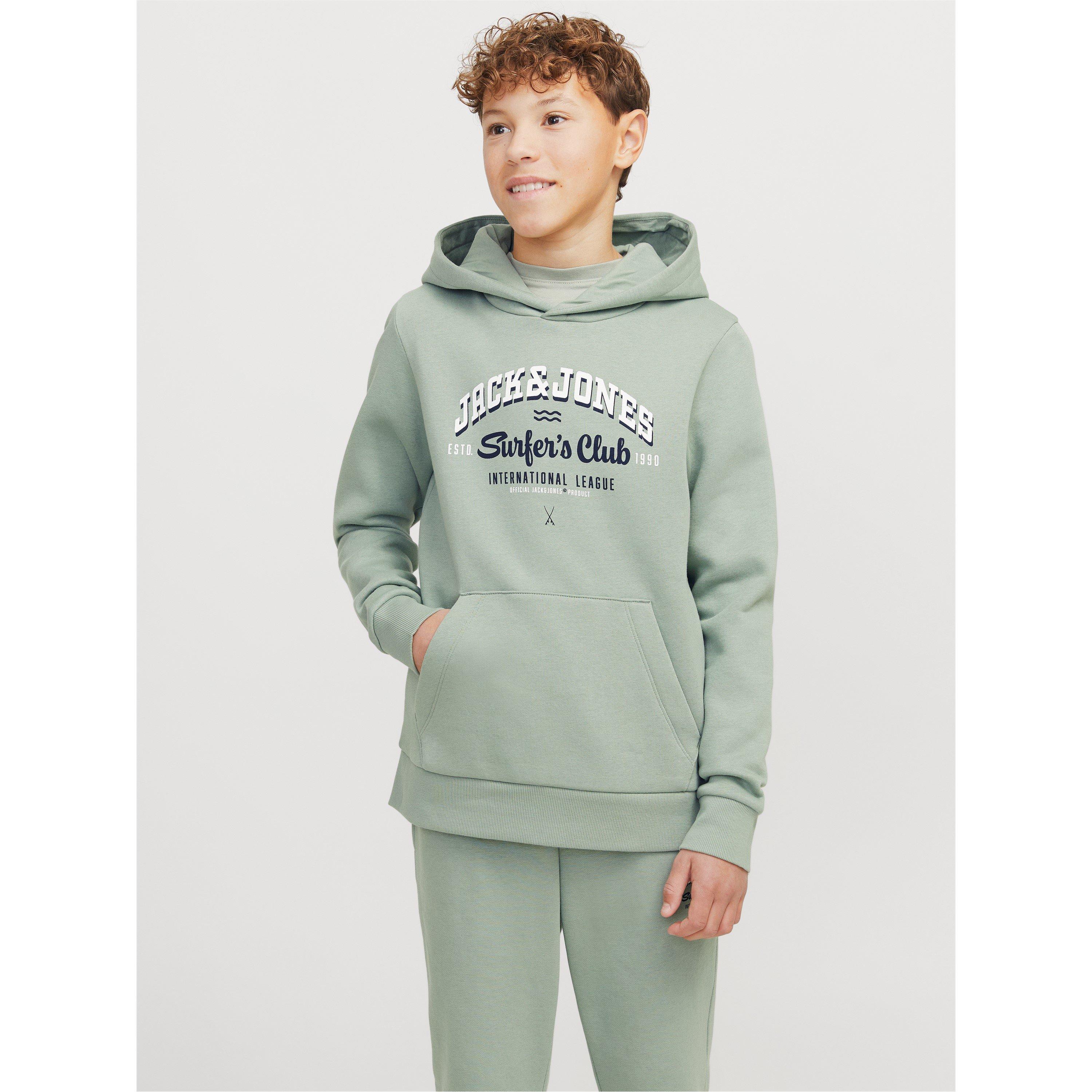 Jack And Jones Boys Logo Hoodie - Iceberg Green - 8Y