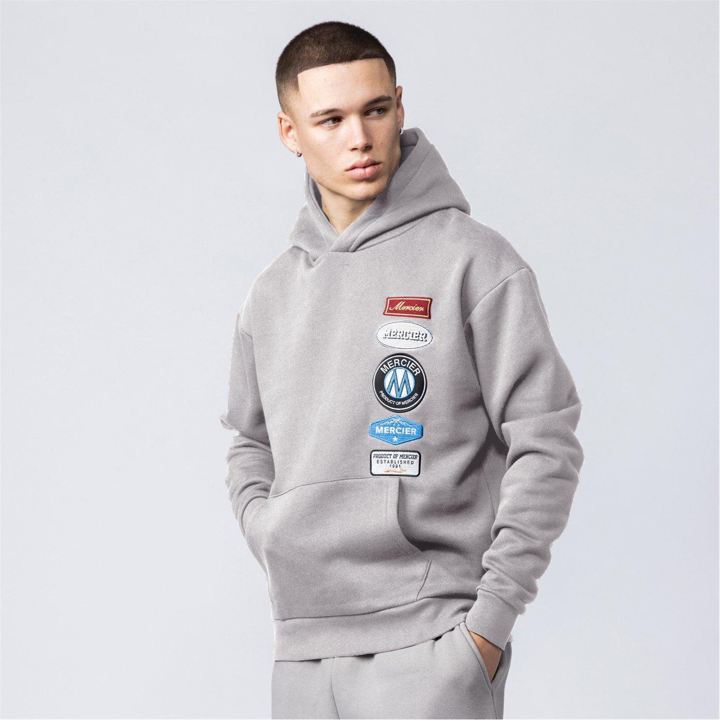 Grey - Mercier - Grey Hybrid Badge Hoodie - 1