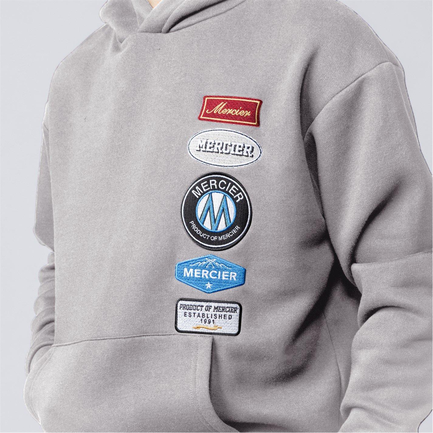Grey - Mercier - Grey Hybrid Badge Hoodie - 3