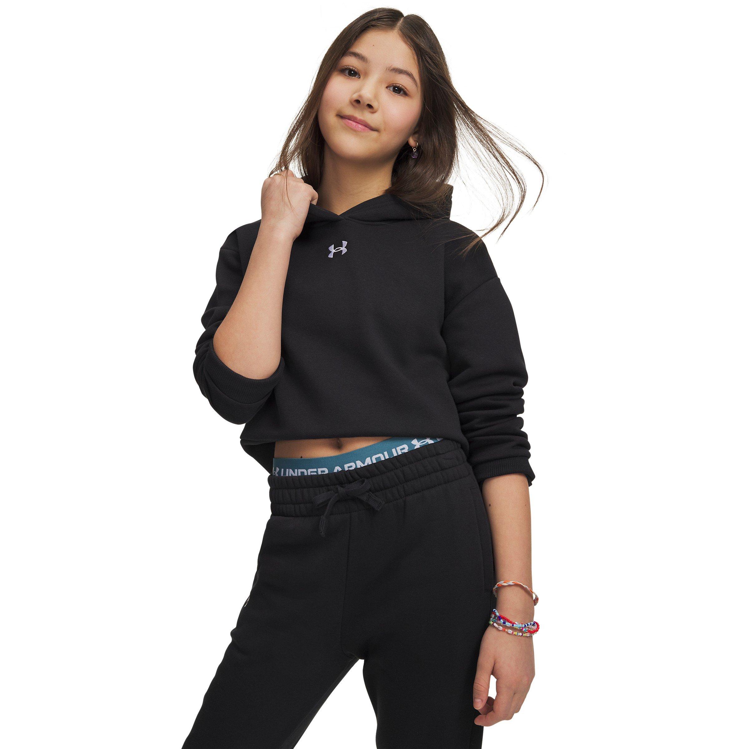 Black - Under Armour - Under Armour Ua Rival Fleece Crop Hoodie Hoody Girls - 3