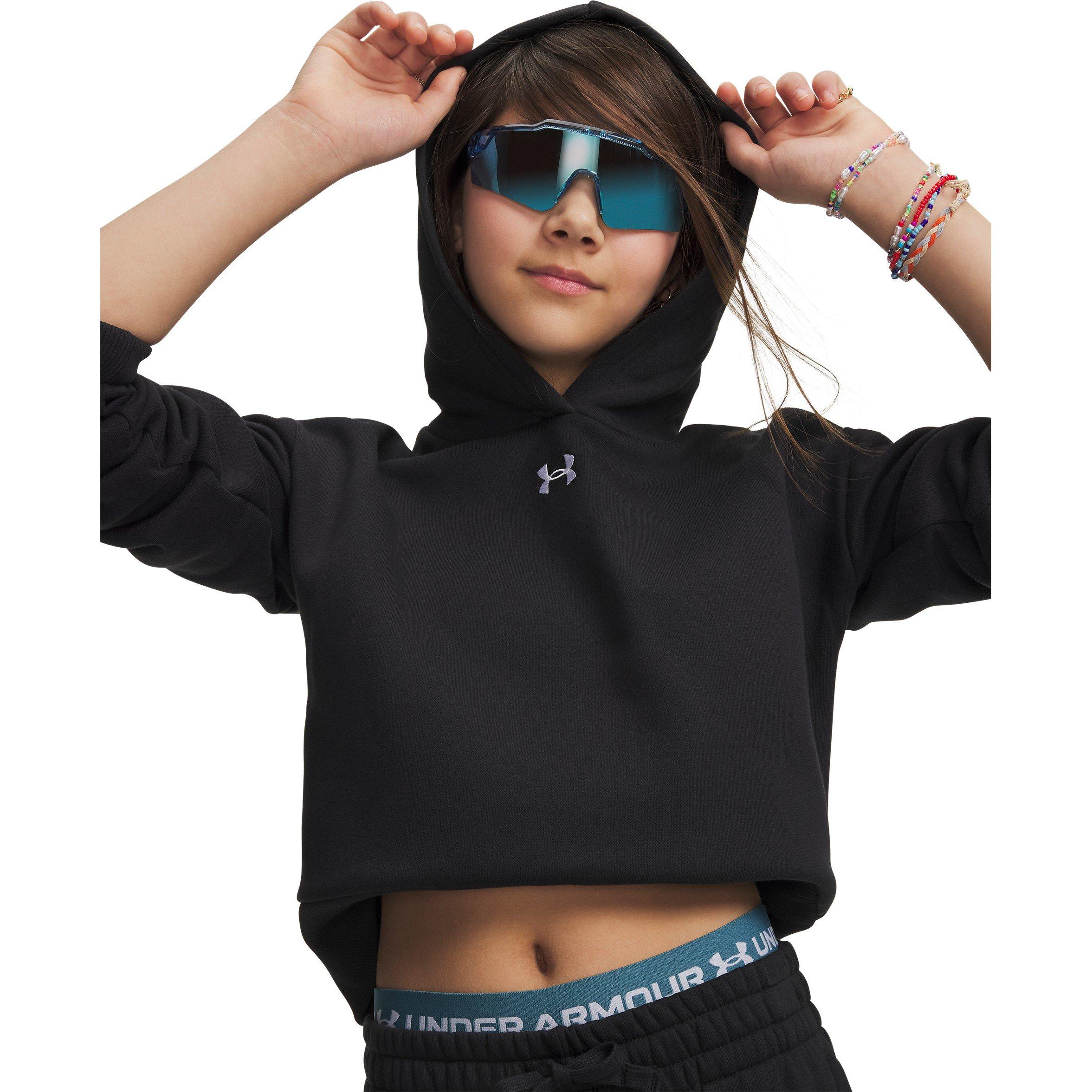 Black - Under Armour - Under Armour Ua Rival Fleece Crop Hoodie Hoody Girls - 5