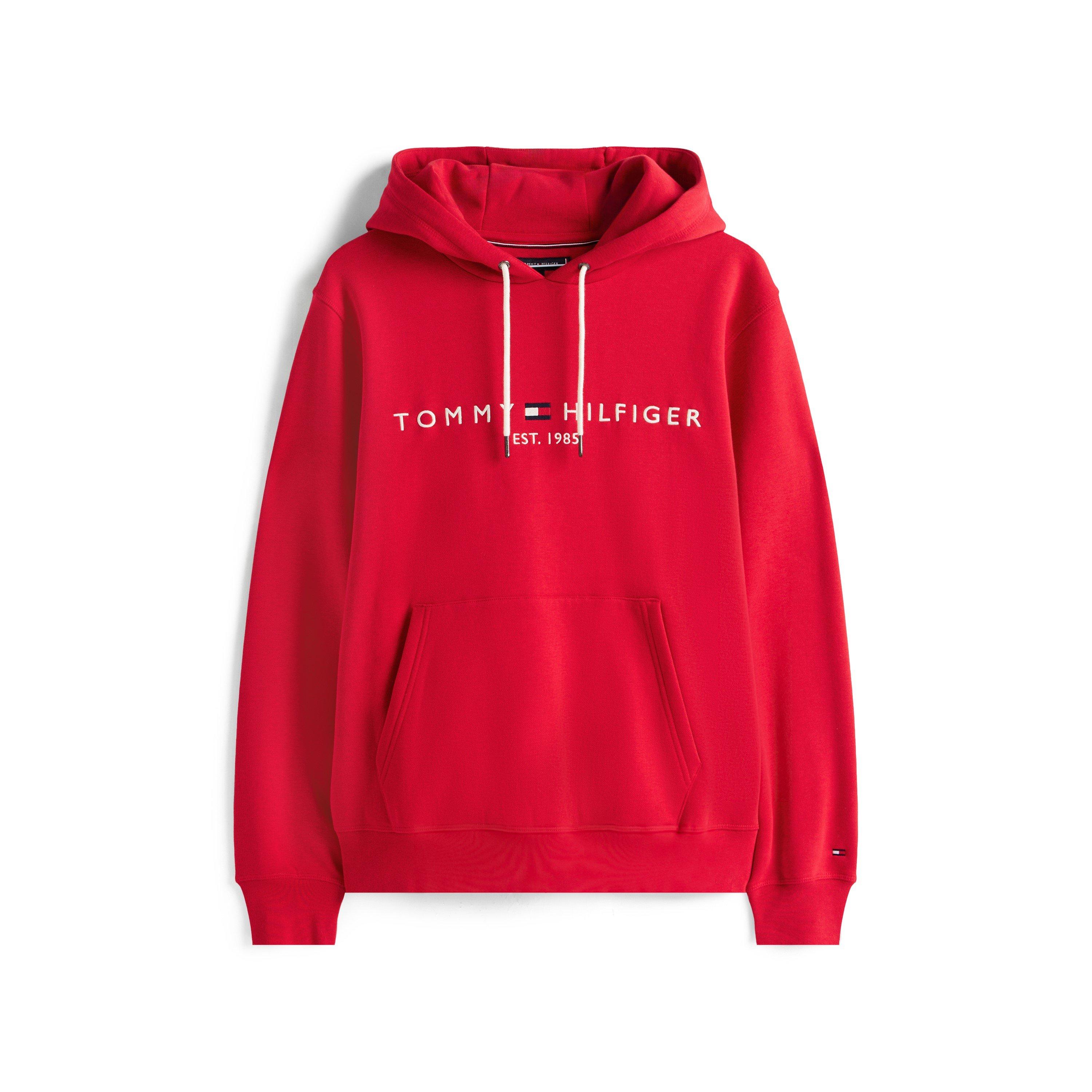 Tommy Hilfiger Logo Hoodie - Medium Red - XL