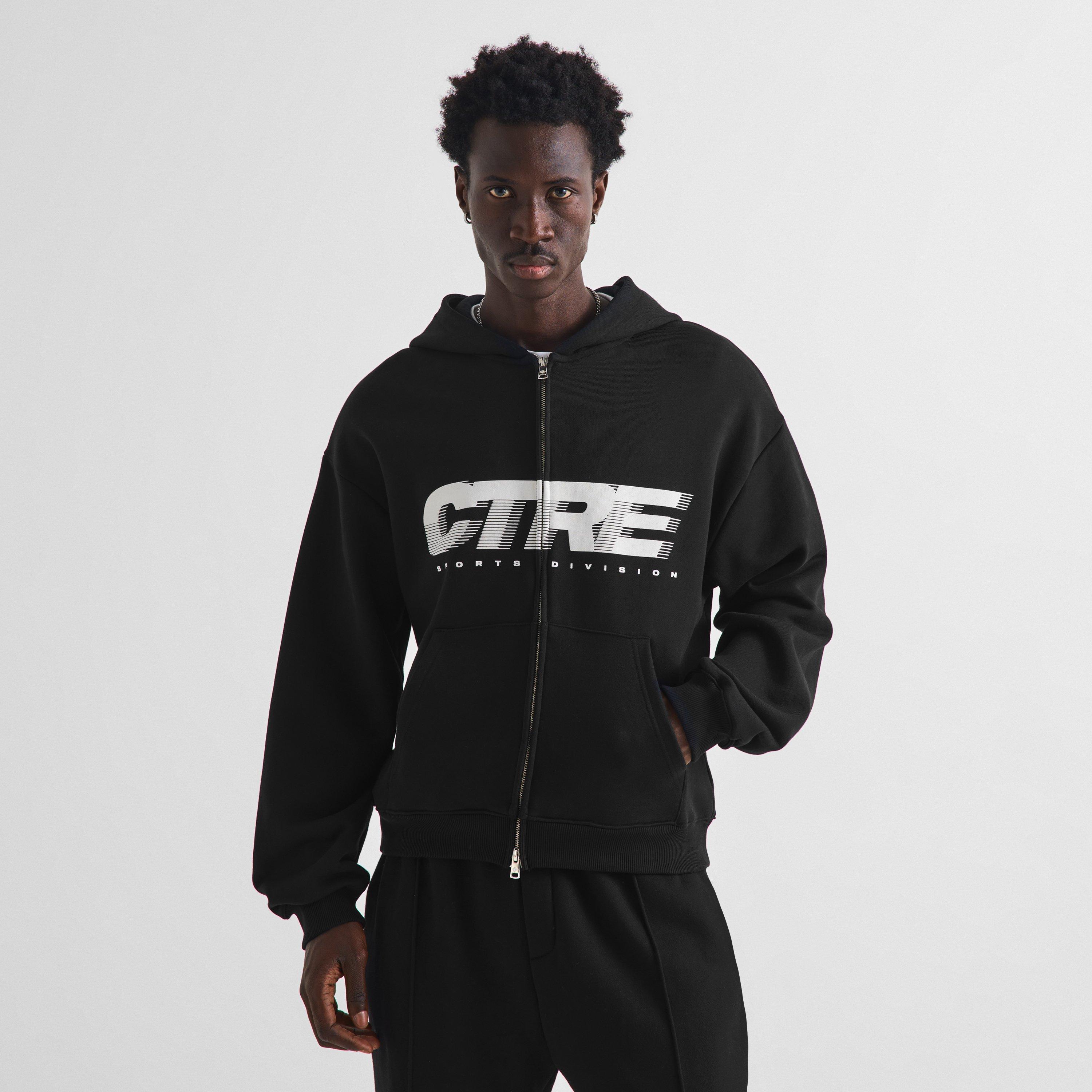 Black - The Couture Club - Men's CTRE Zip-Through Cotton Relaxed-Fit Hoodie - 3