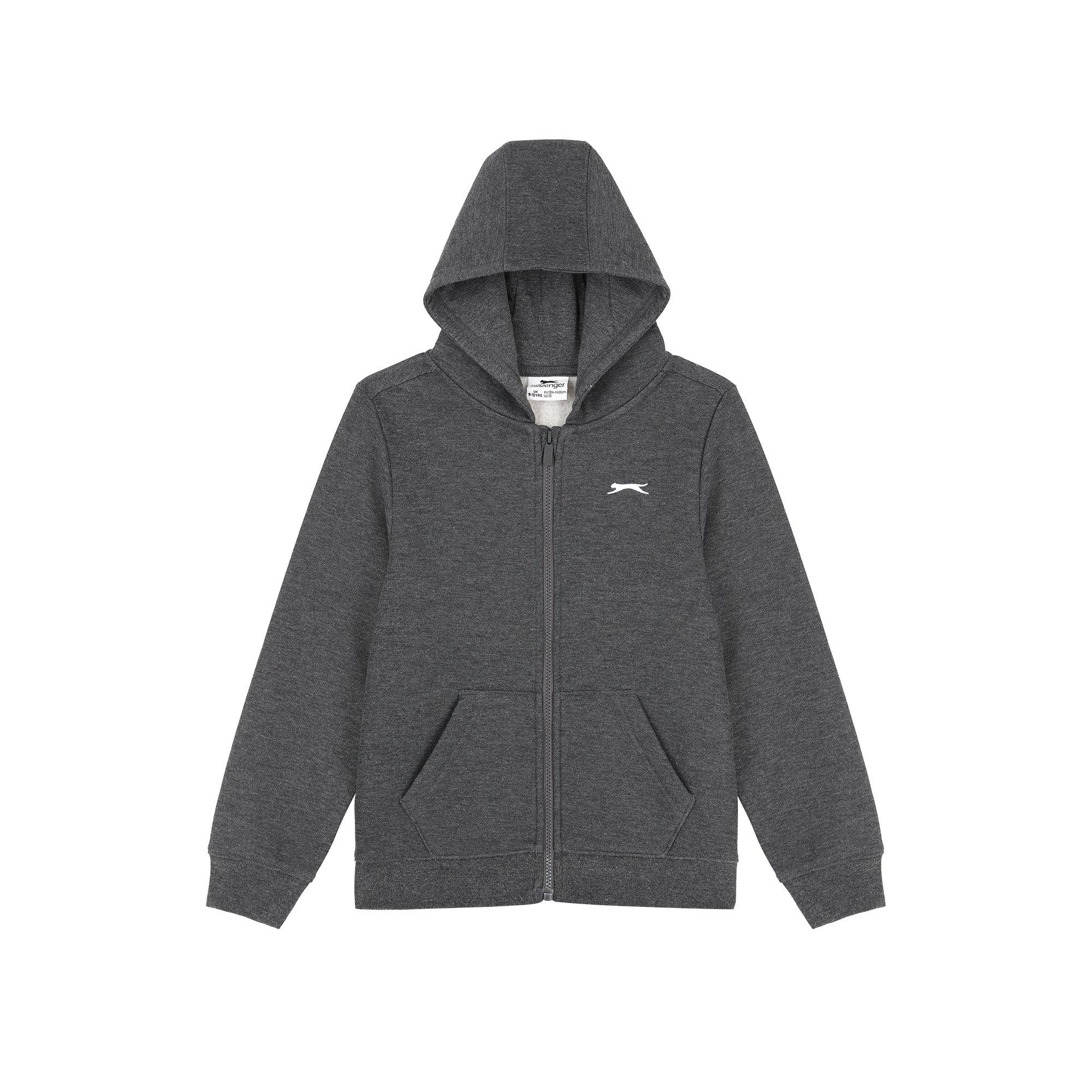 Slazenger Boys Full Zip Hoodie Junior - Charcoal Marl - 13 Years