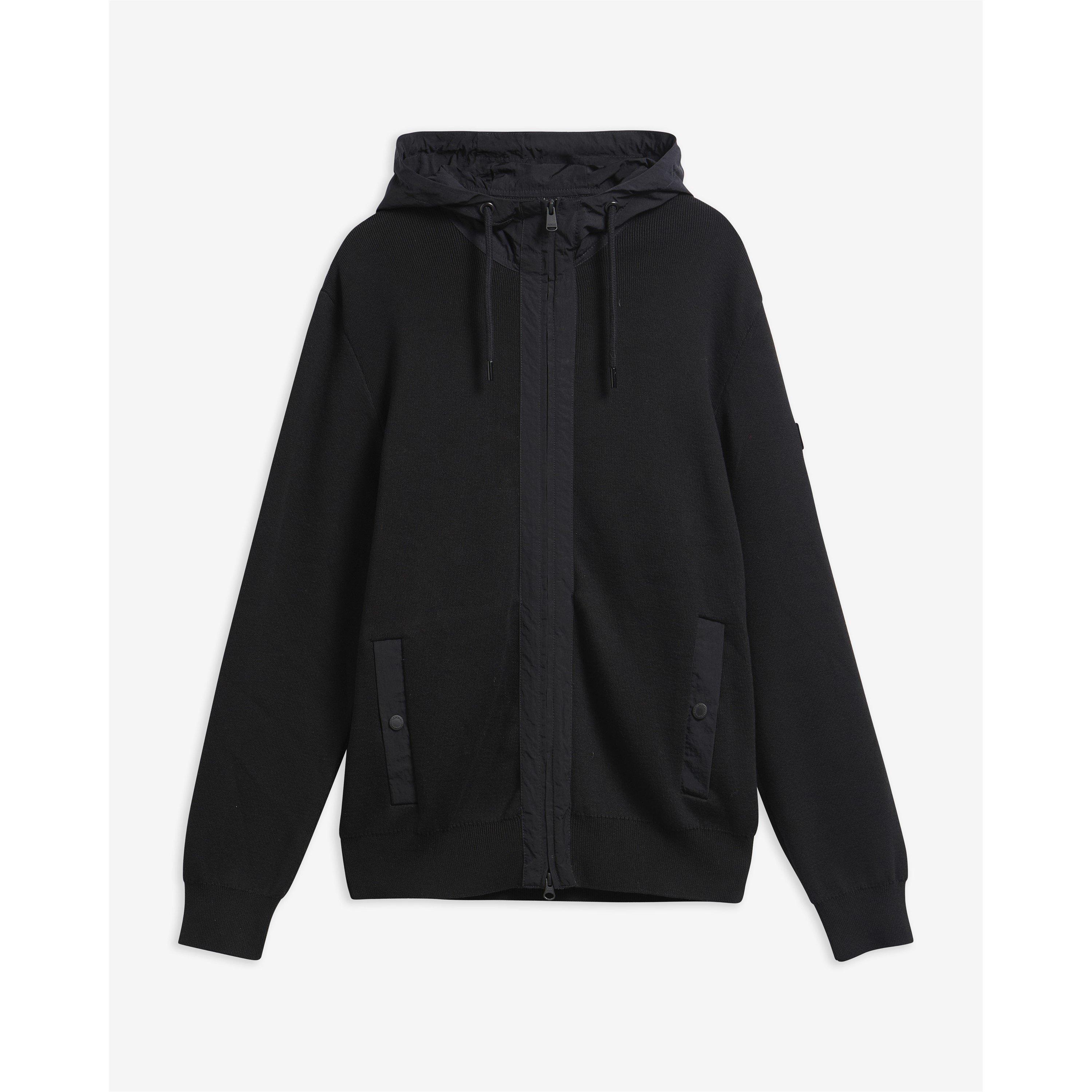 Black - Barbour International - Men's Inline Knit Cotton Zip Hoodie - 2