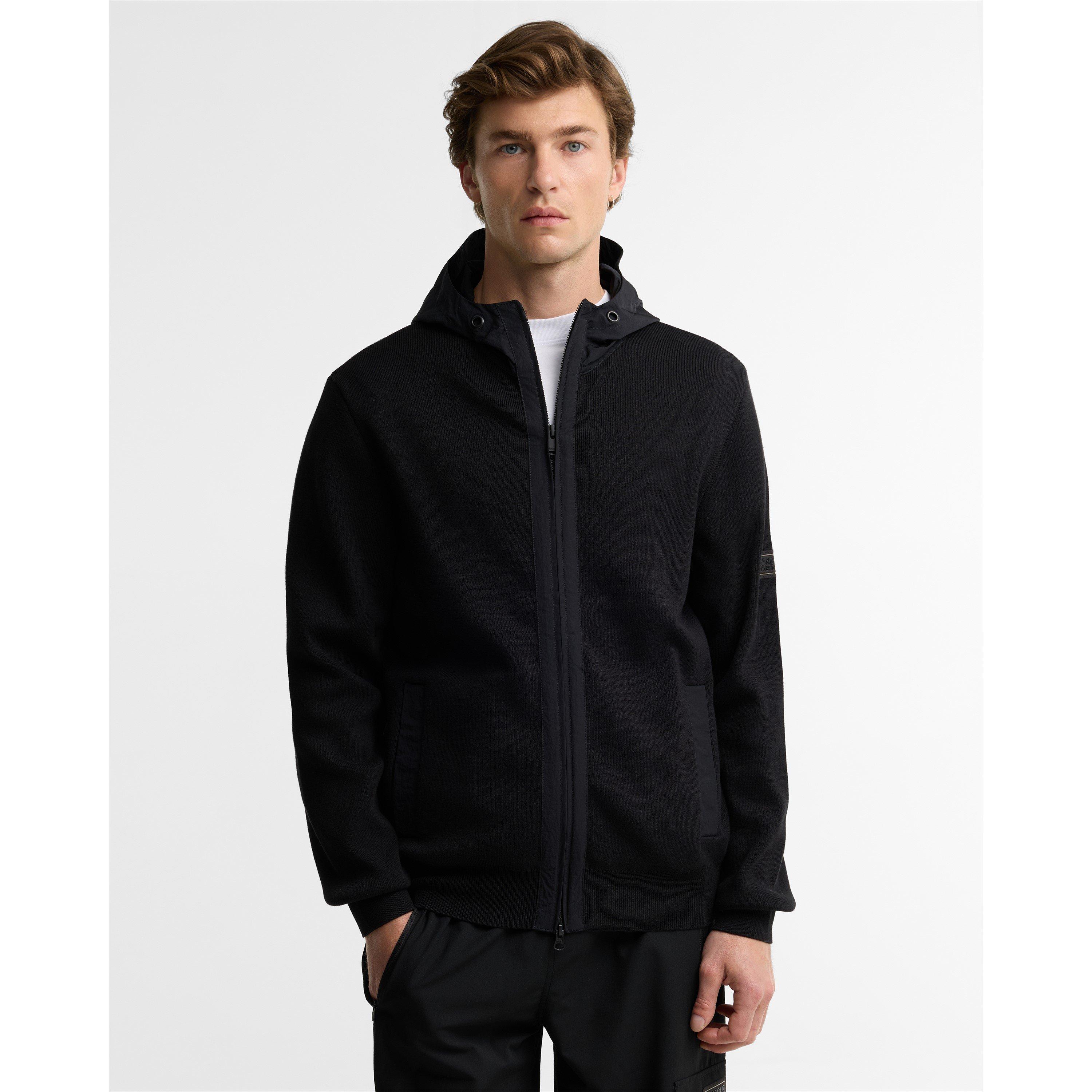 Black - Barbour International - Men's Inline Knit Cotton Zip Hoodie - 3