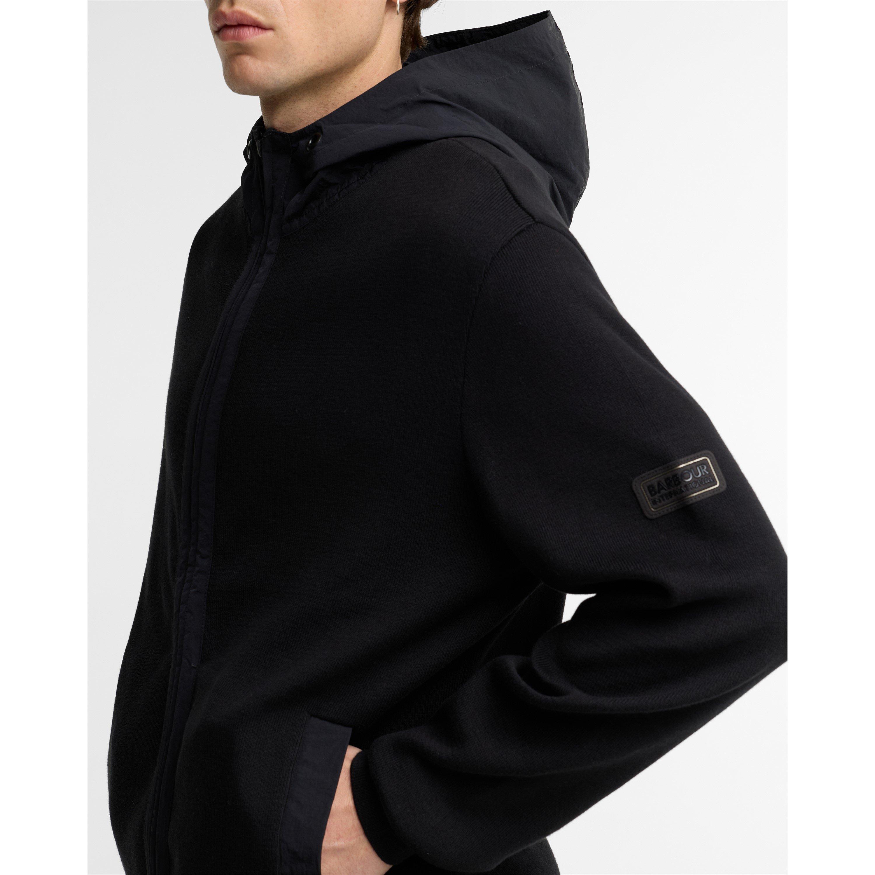 Black - Barbour International - Men's Inline Knit Cotton Zip Hoodie - 9