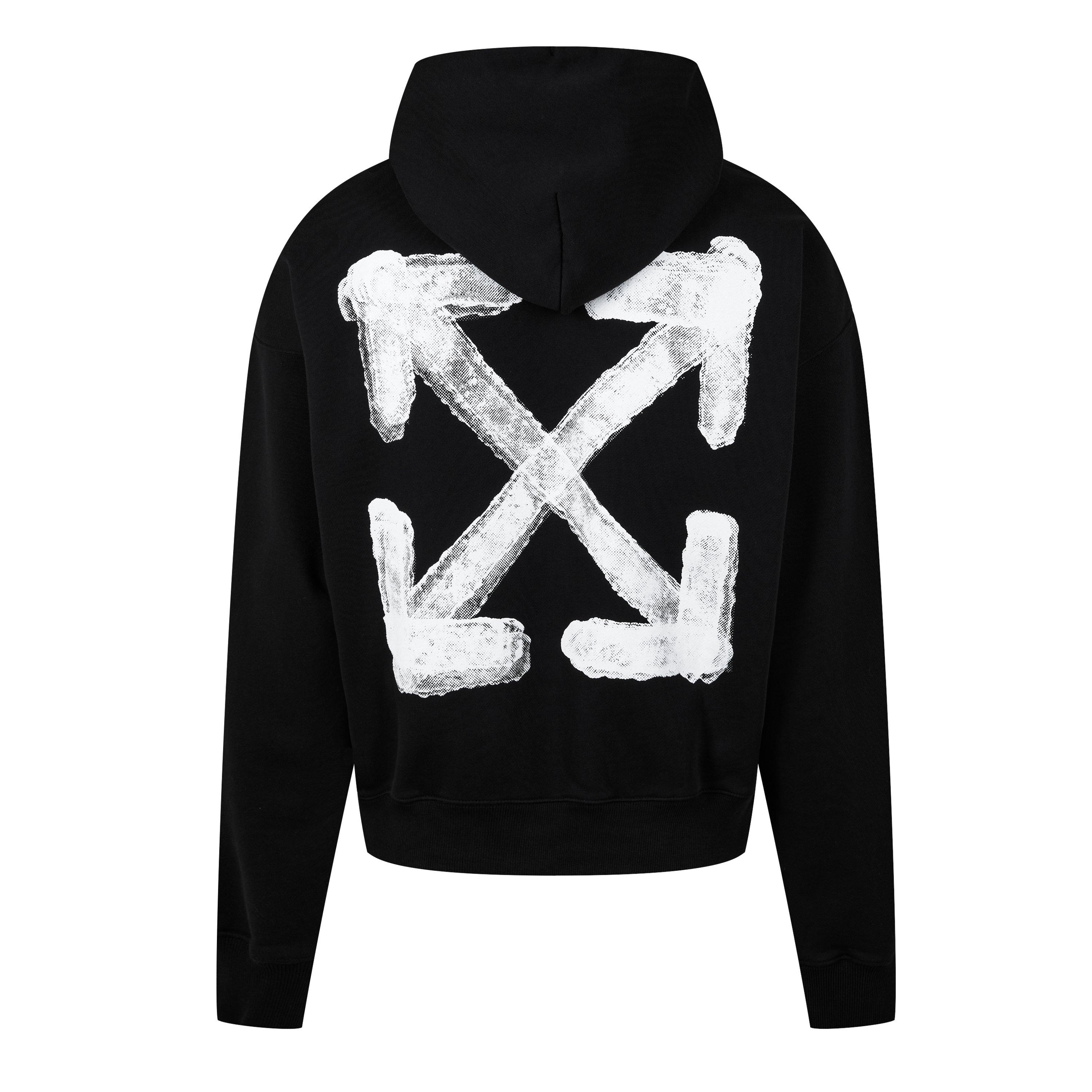 Black - Off White - Men's Spray Arrow Hoodie, Graffiti Design - 3