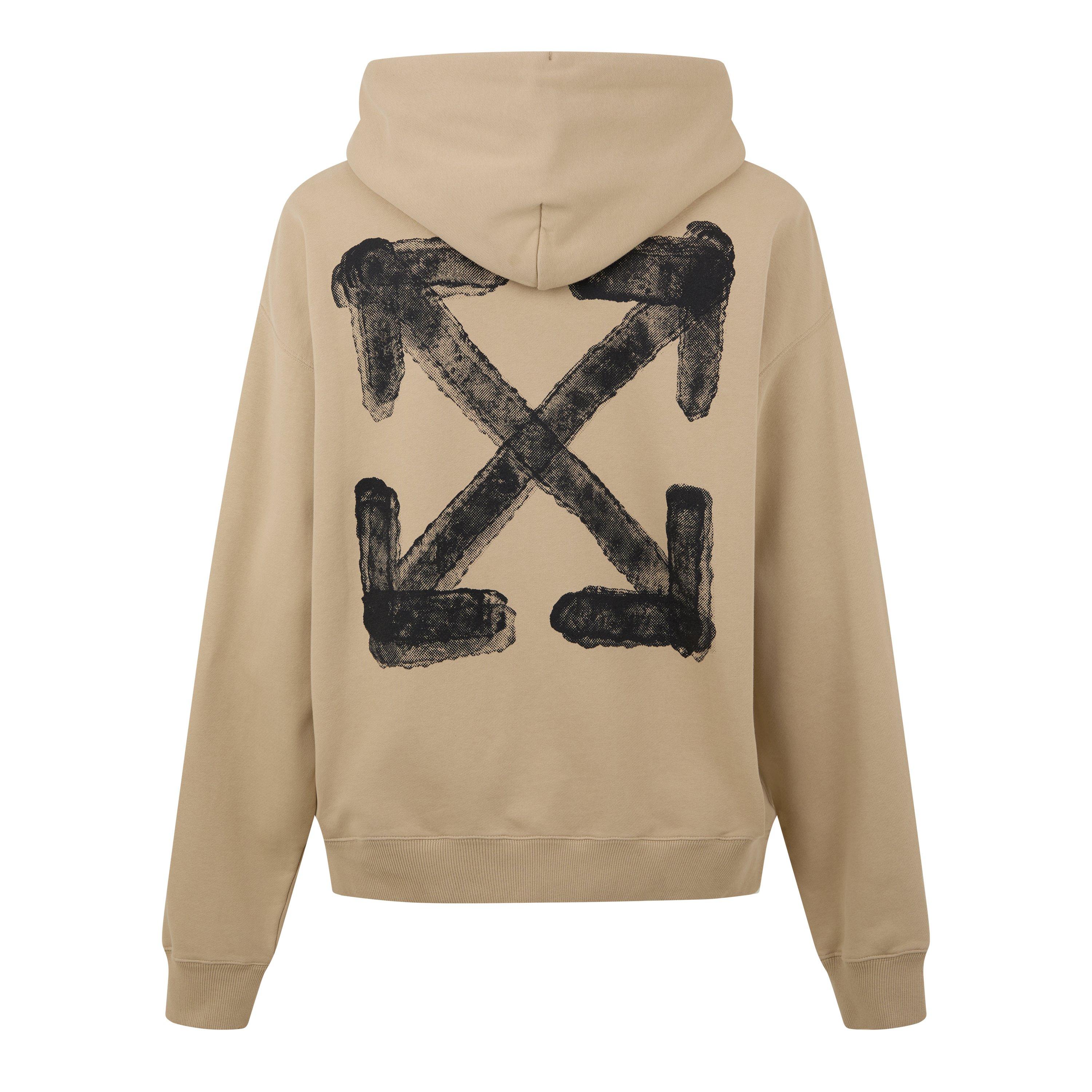 Crème Brulee - Off White - Men's Graffiti Spray Arrow Cotton Long Sleeve Hoodie - 2