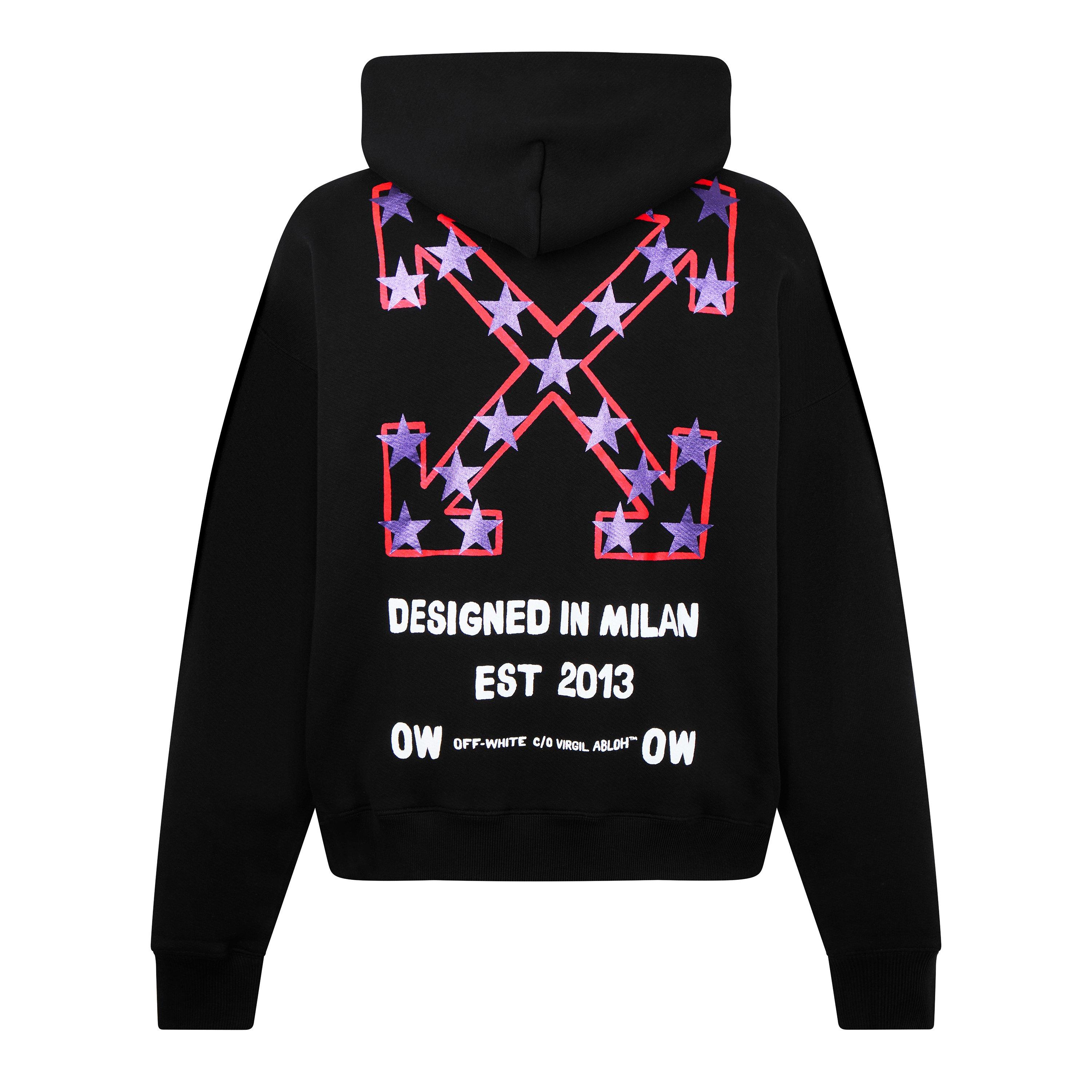 Black - Off White - Men's Star Zip Hoodie - 2