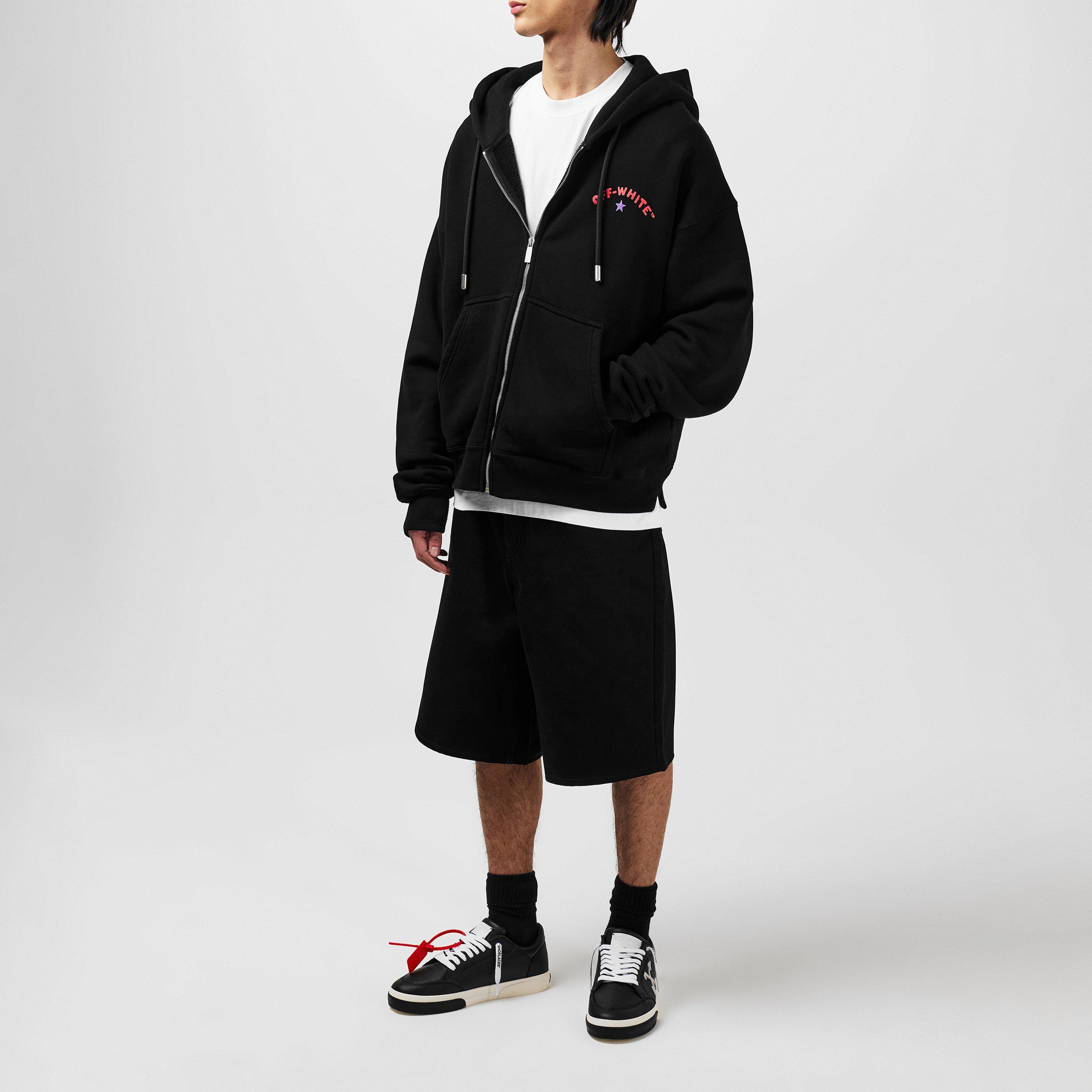 Black - Off White - Men's Star Zip Hoodie - 6