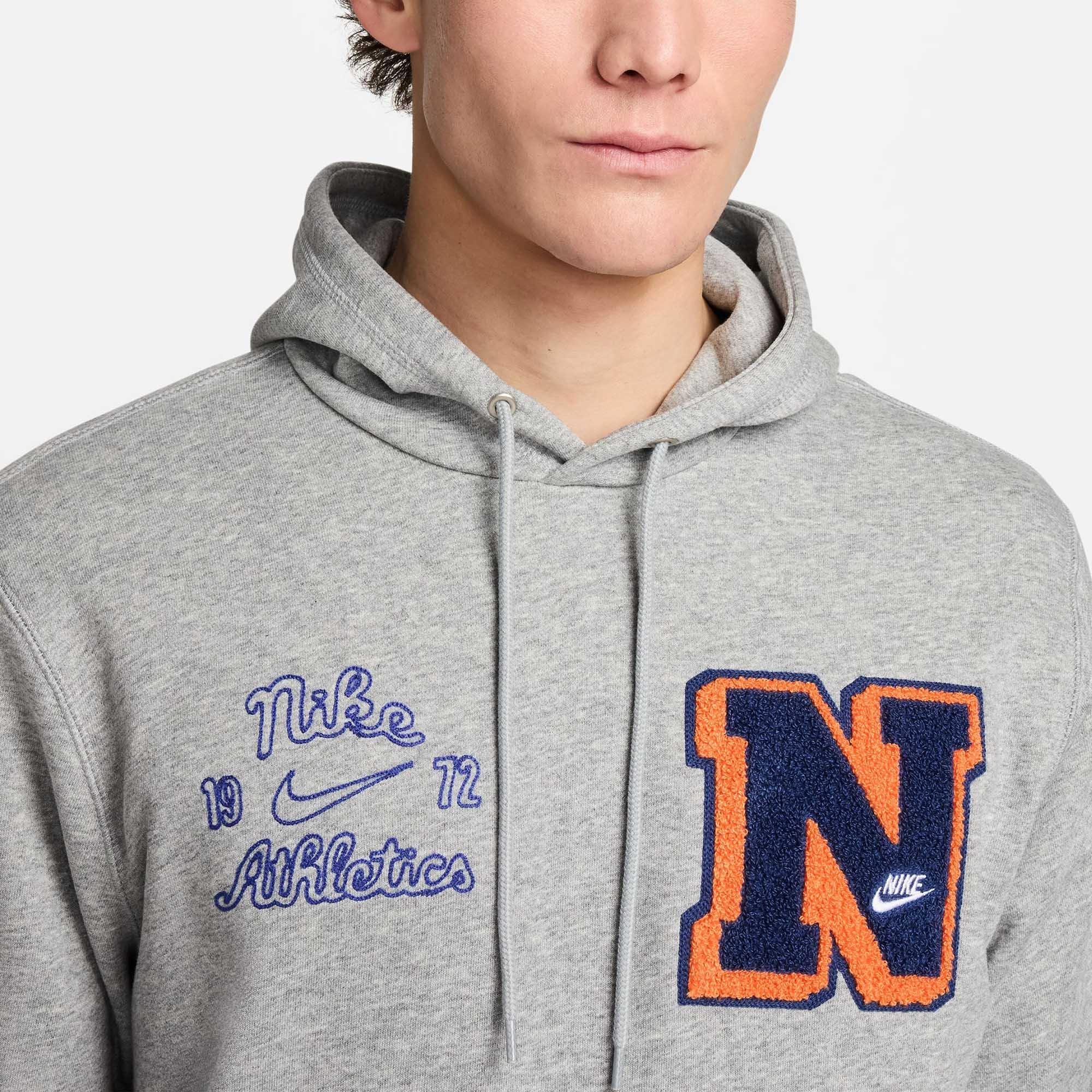 Grey/Smoke Grey - Nike - Club Fleece Mens French Terry Pullover Hoodie - 3