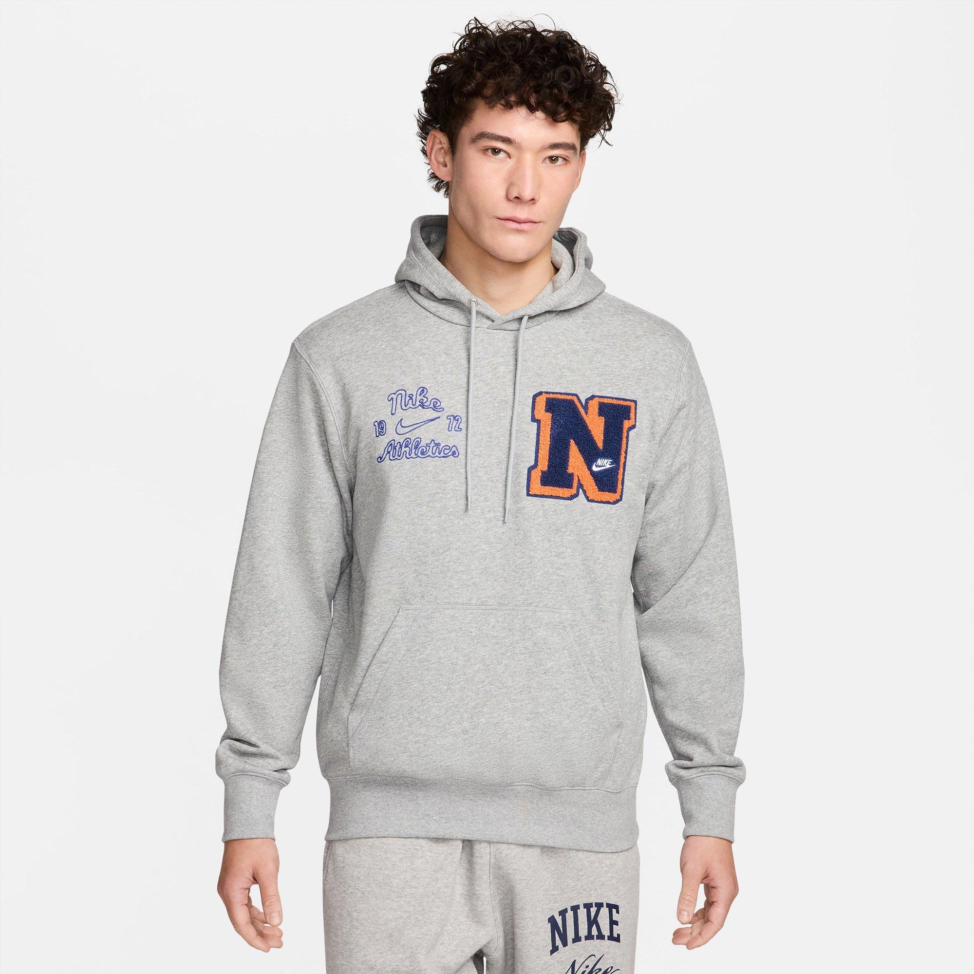 Grey/Smoke Grey - Nike - Club Fleece Mens French Terry Pullover Hoodie - 8