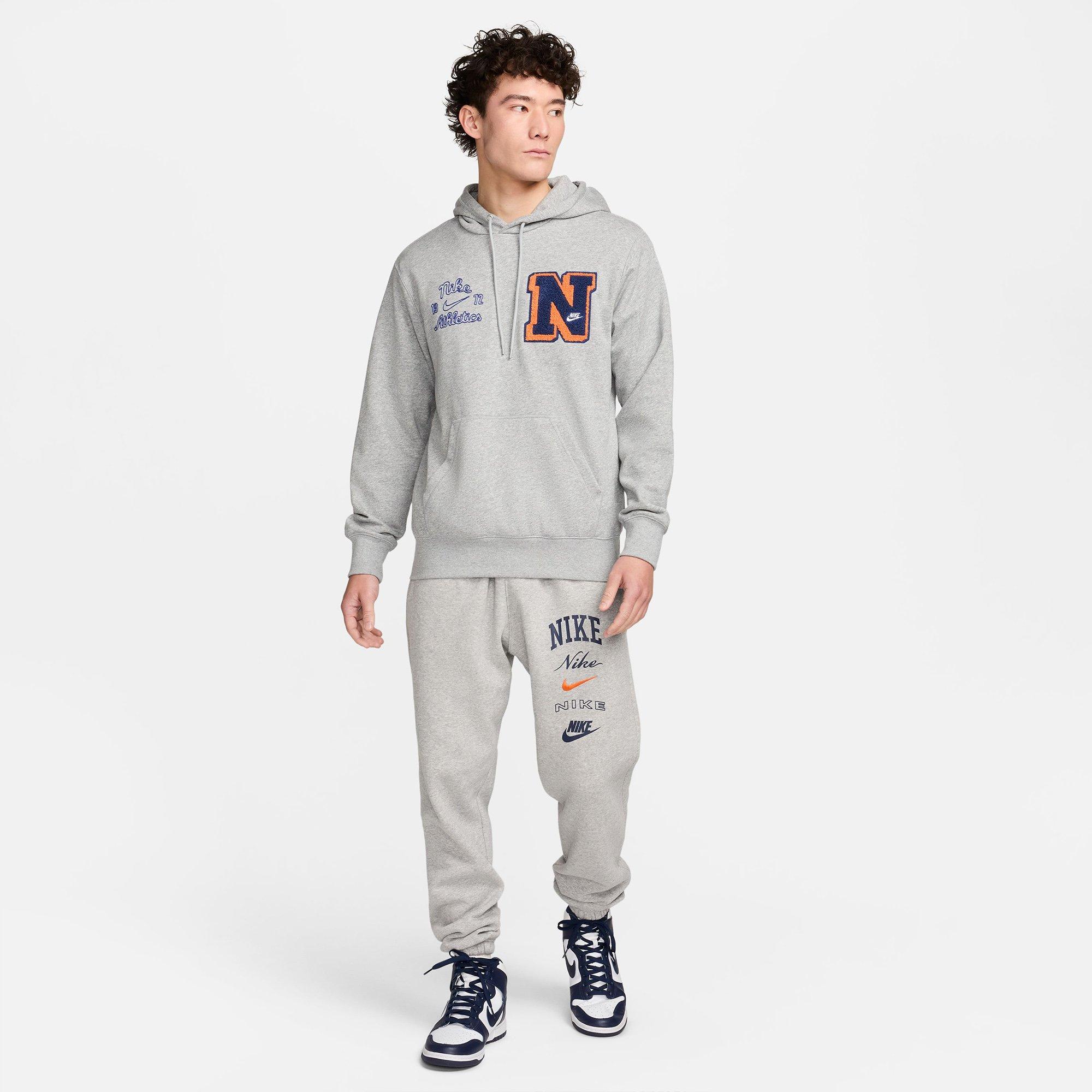 Grey/Smoke Grey - Nike - Club Fleece Mens French Terry Pullover Hoodie - 9