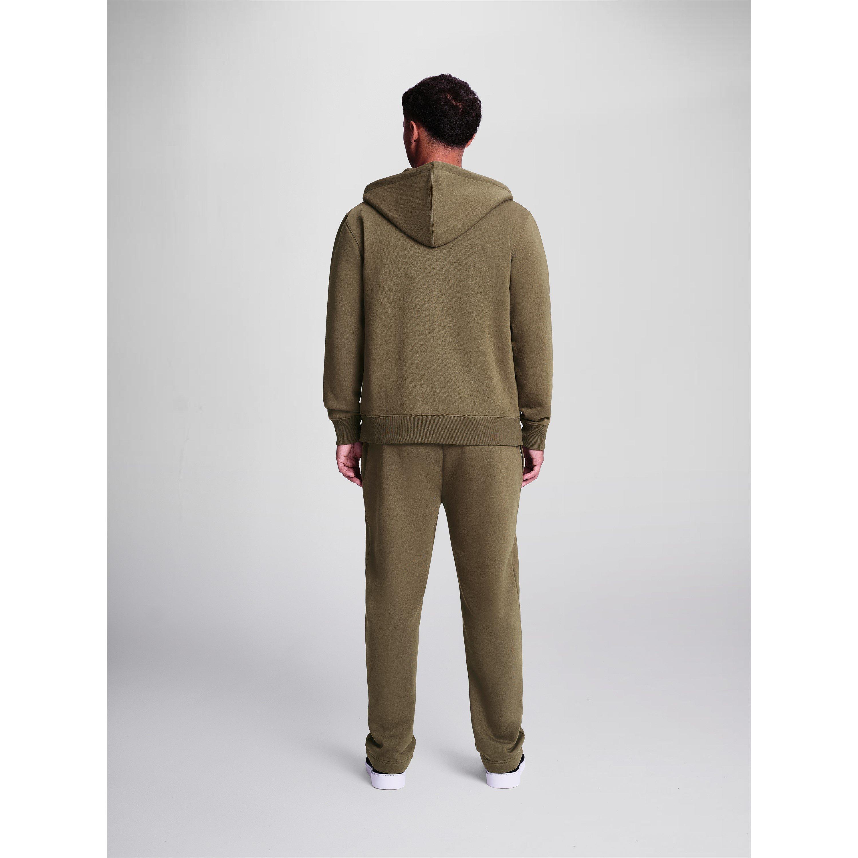 Olive - Christian Rose - Men's Left Chest Rhinestone Plate Zip Hoodie - 4