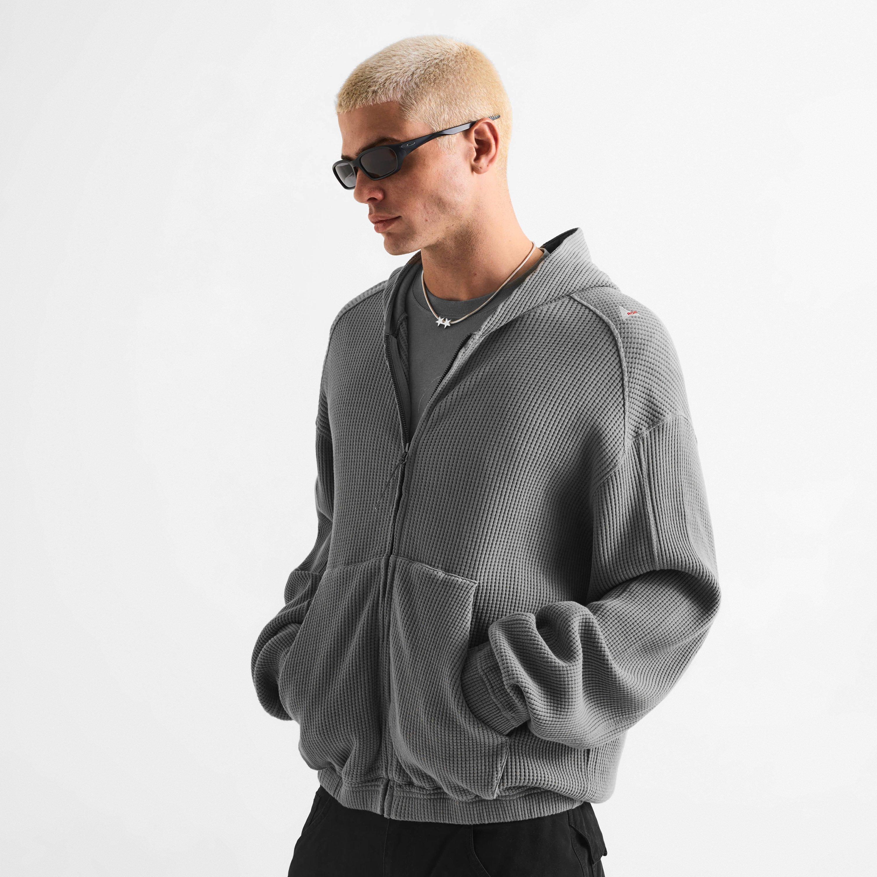 Grey - ROA - Men's Bee Sun Fade Zip Hoodie - 3