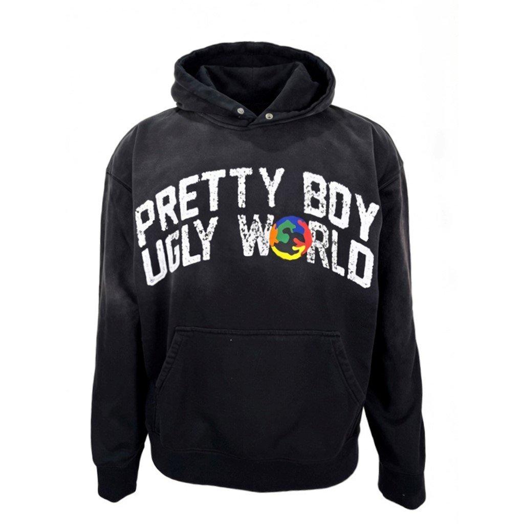 Wash Black - Pretty Boy Ugly World - The Pretty Boy Ugly World Cotton Zip Hoodie Mens - 1