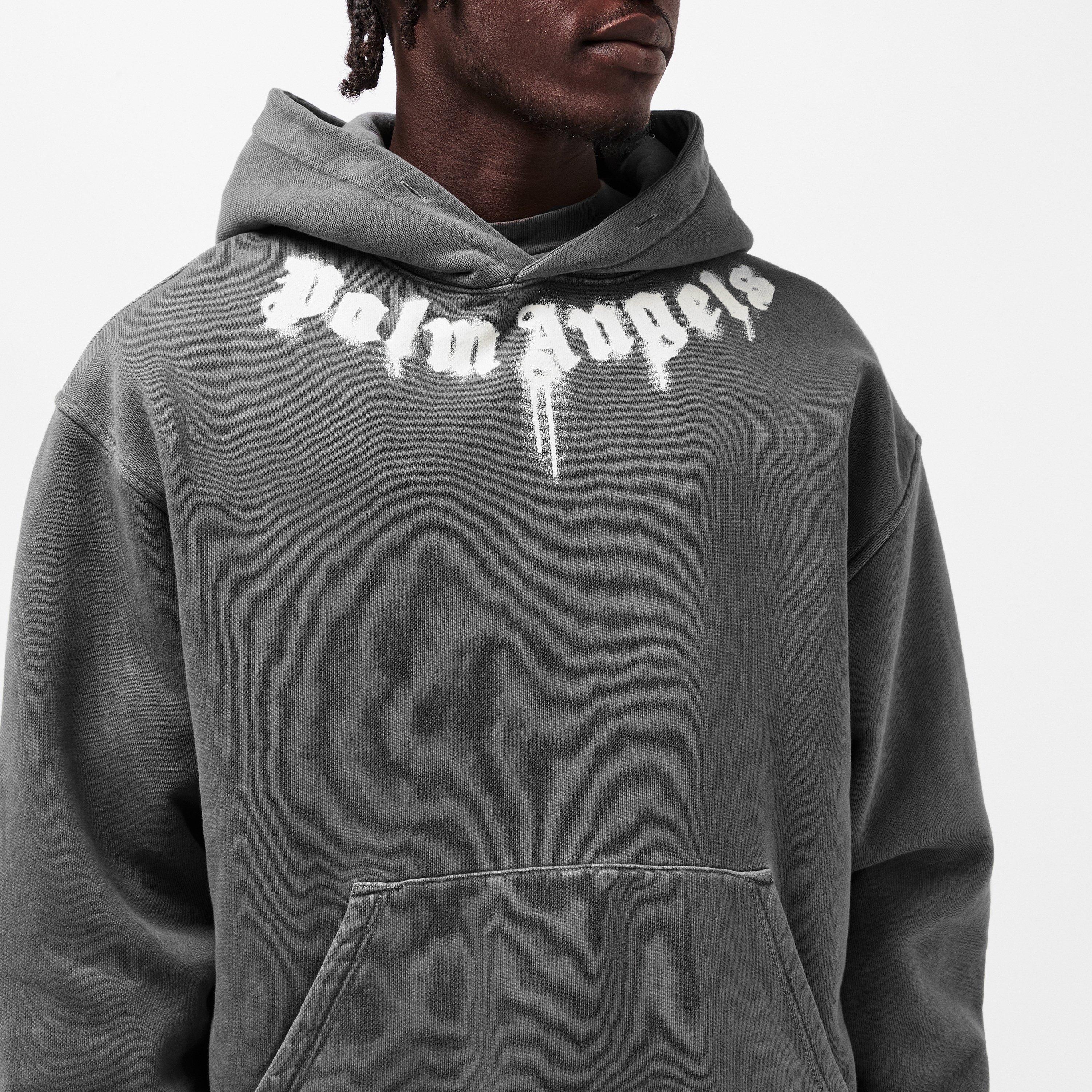 Dark Grey - Palm Angels - Men's Neck Logo Hoodie - 5