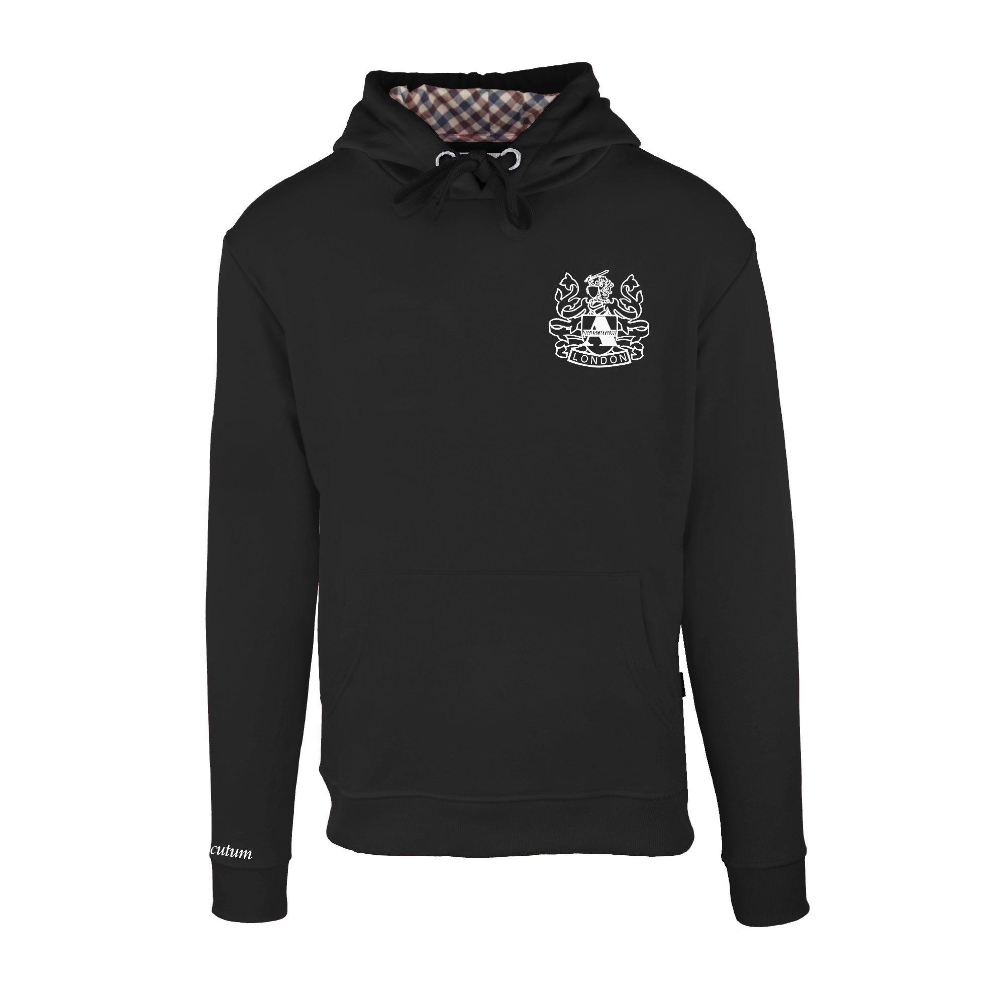 Aquascutum Men's Hooded Sweat Pull Over Hoodie - Black - Medium