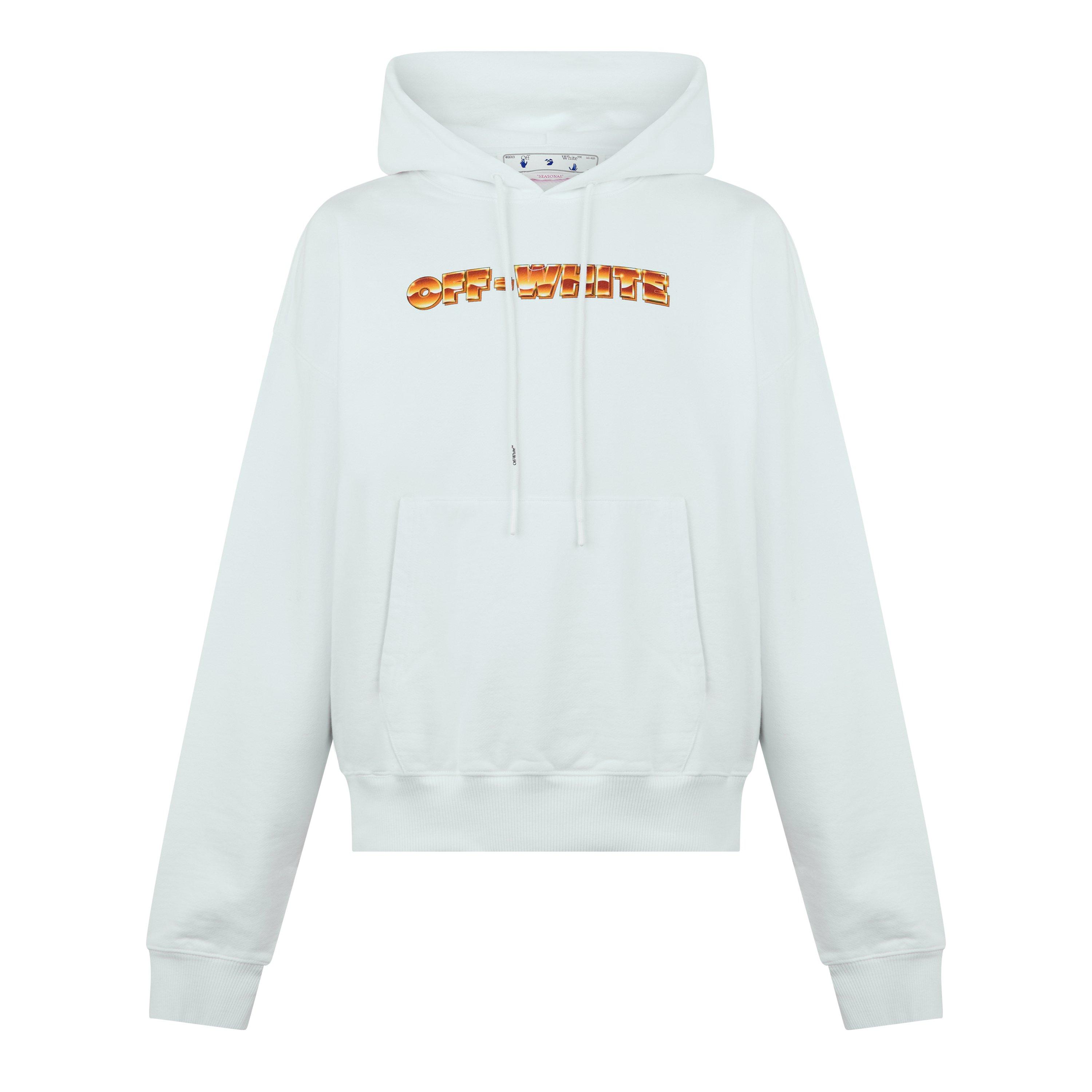White/Orange - Off White - Men's Logo Design Hoodie - 1