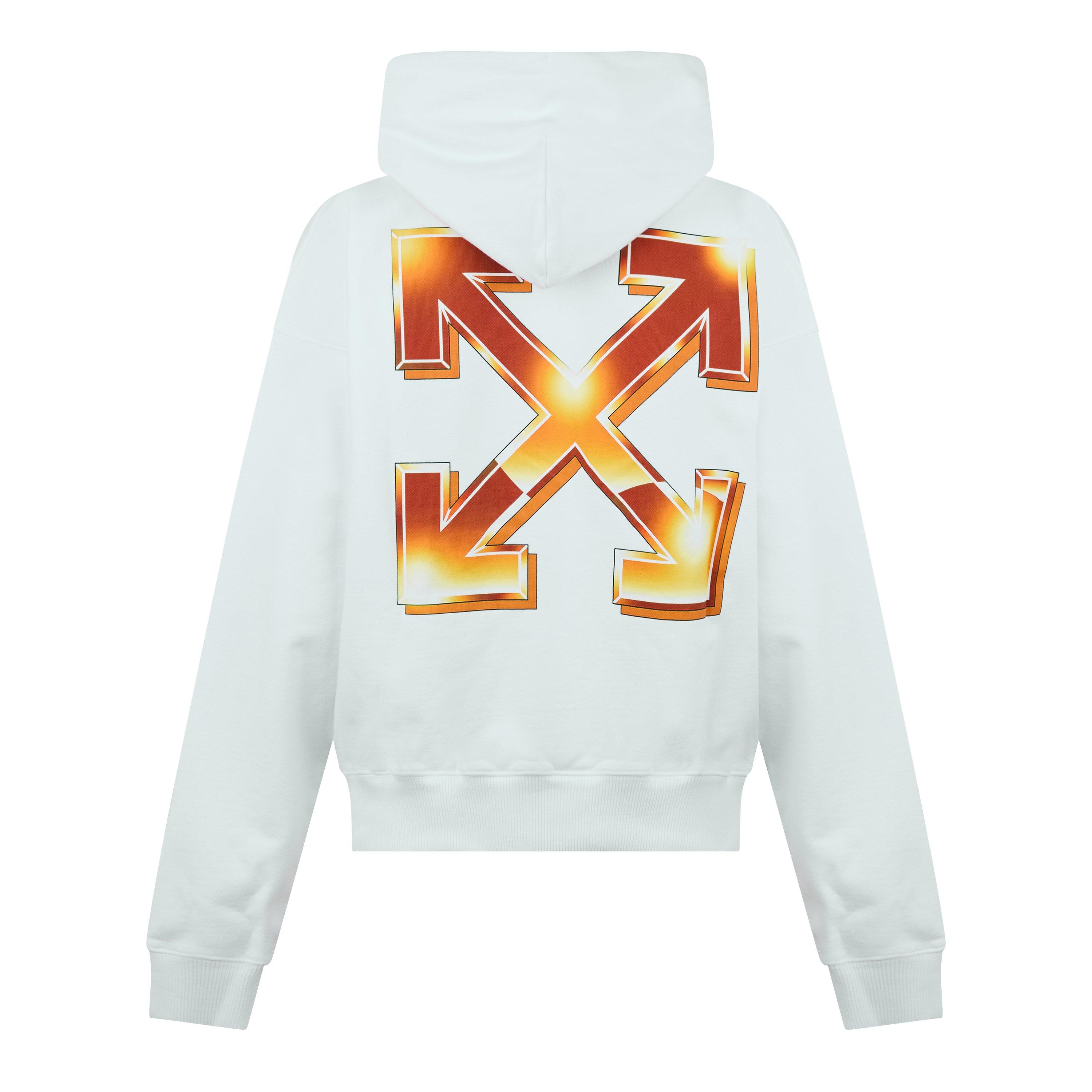 White/Orange - Off White - Men's Logo Design Hoodie - 2
