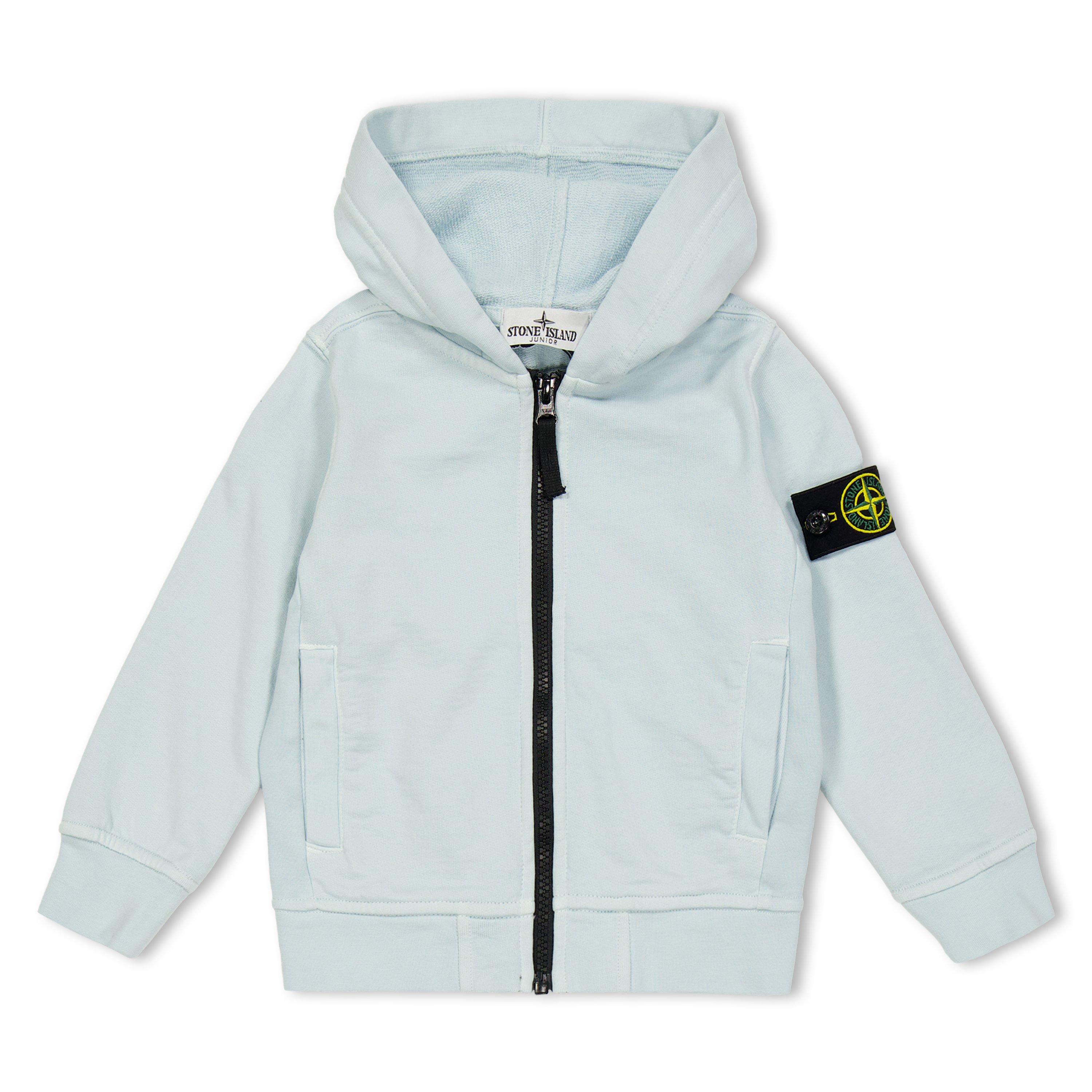 Stone Island Kids' Badge Zip Hoodie - Sky Blue V0041 - 10 Years