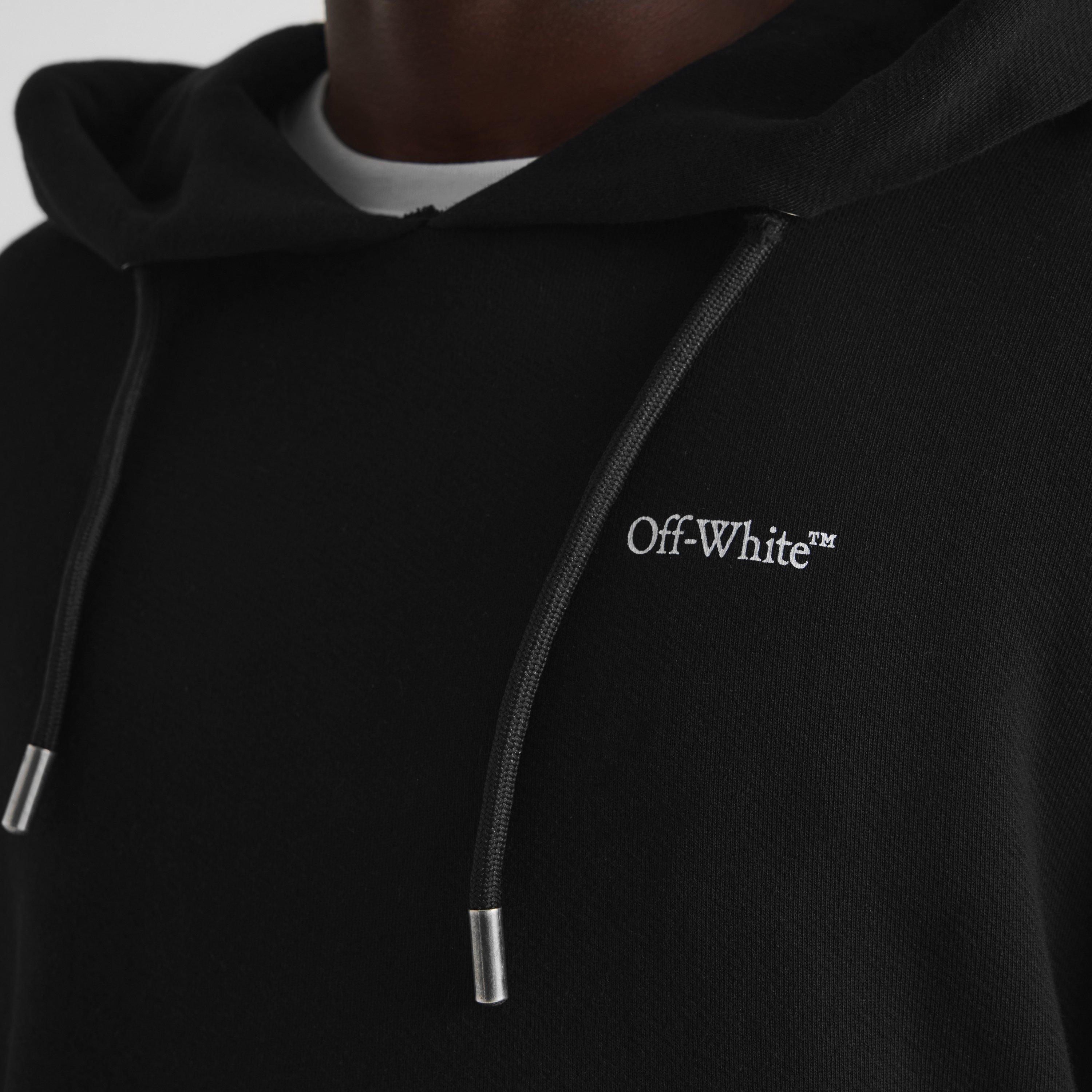 Black - Off White - Men's Marble Arrow Over the Head Cotton Hoodie - 5