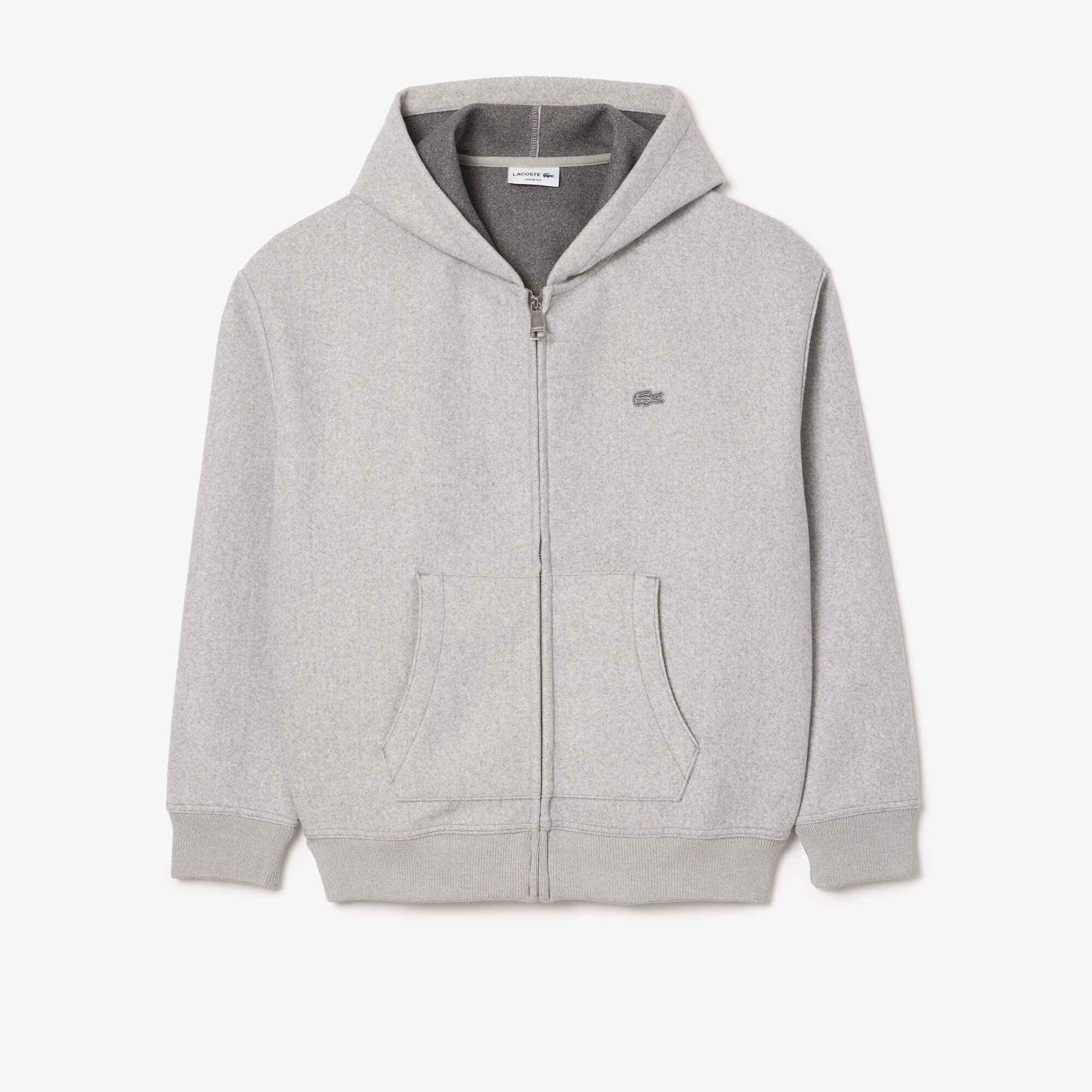 Grey CCA - Lacoste - Men's Loose Fit Zip Hoodie - 1
