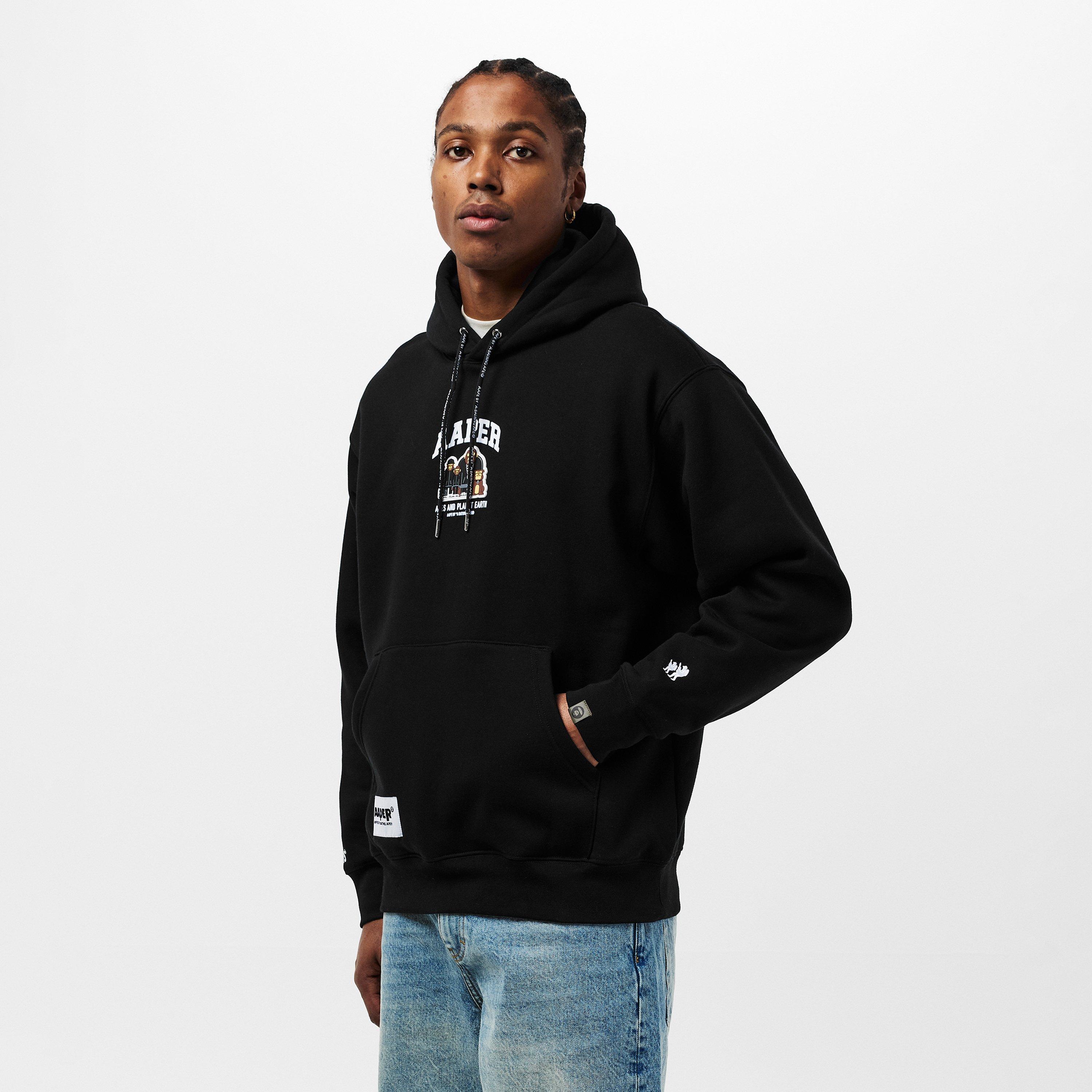 Black - AAPE - Men's Pull Over Hoodie - 3