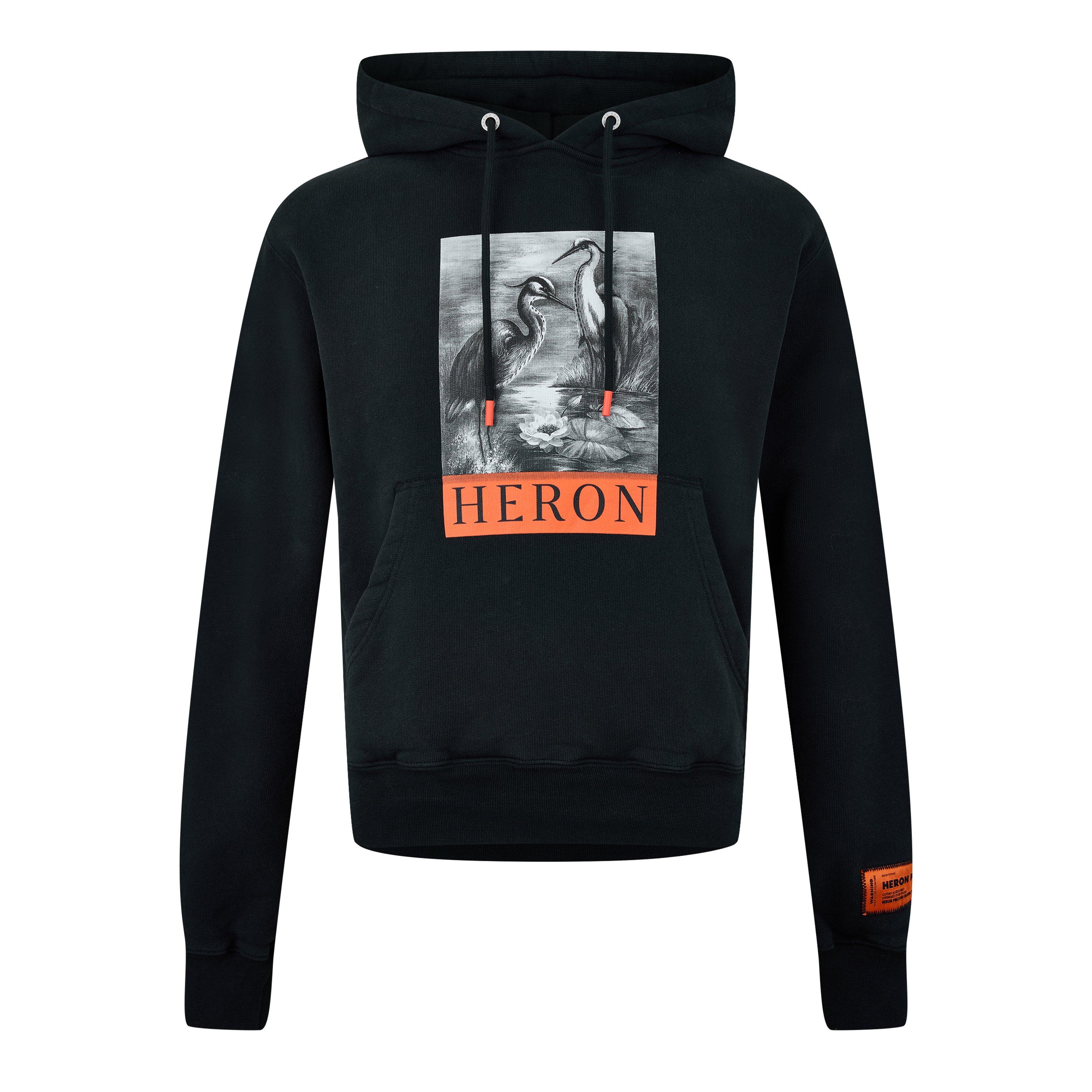 Black/White - Heron Preston - Men's Logo Pull Over Relaxed Fit Hoodie - 1