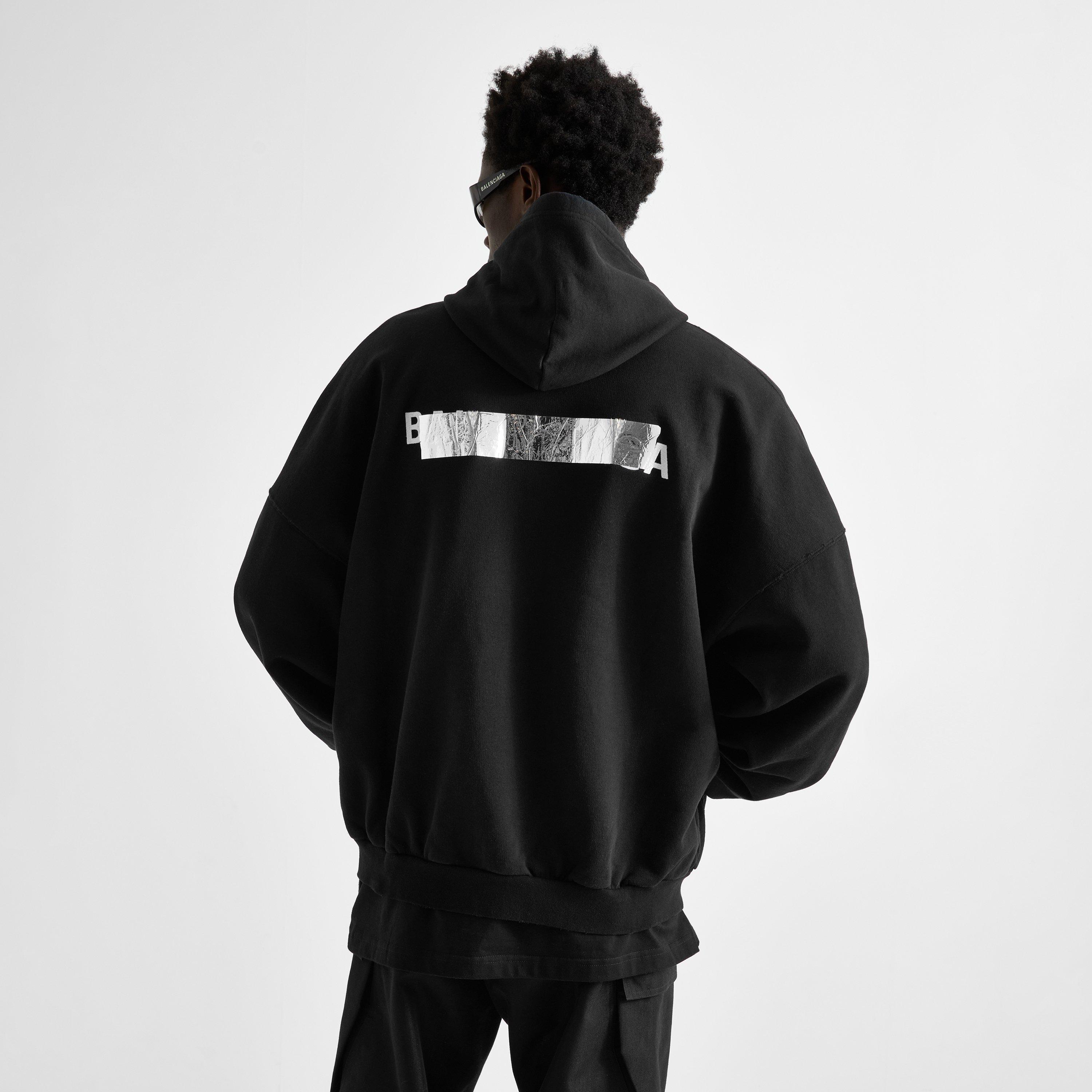Black - Balenciaga - Men's Tape Cotton Oversized-Fit Zip Hoodie - 4