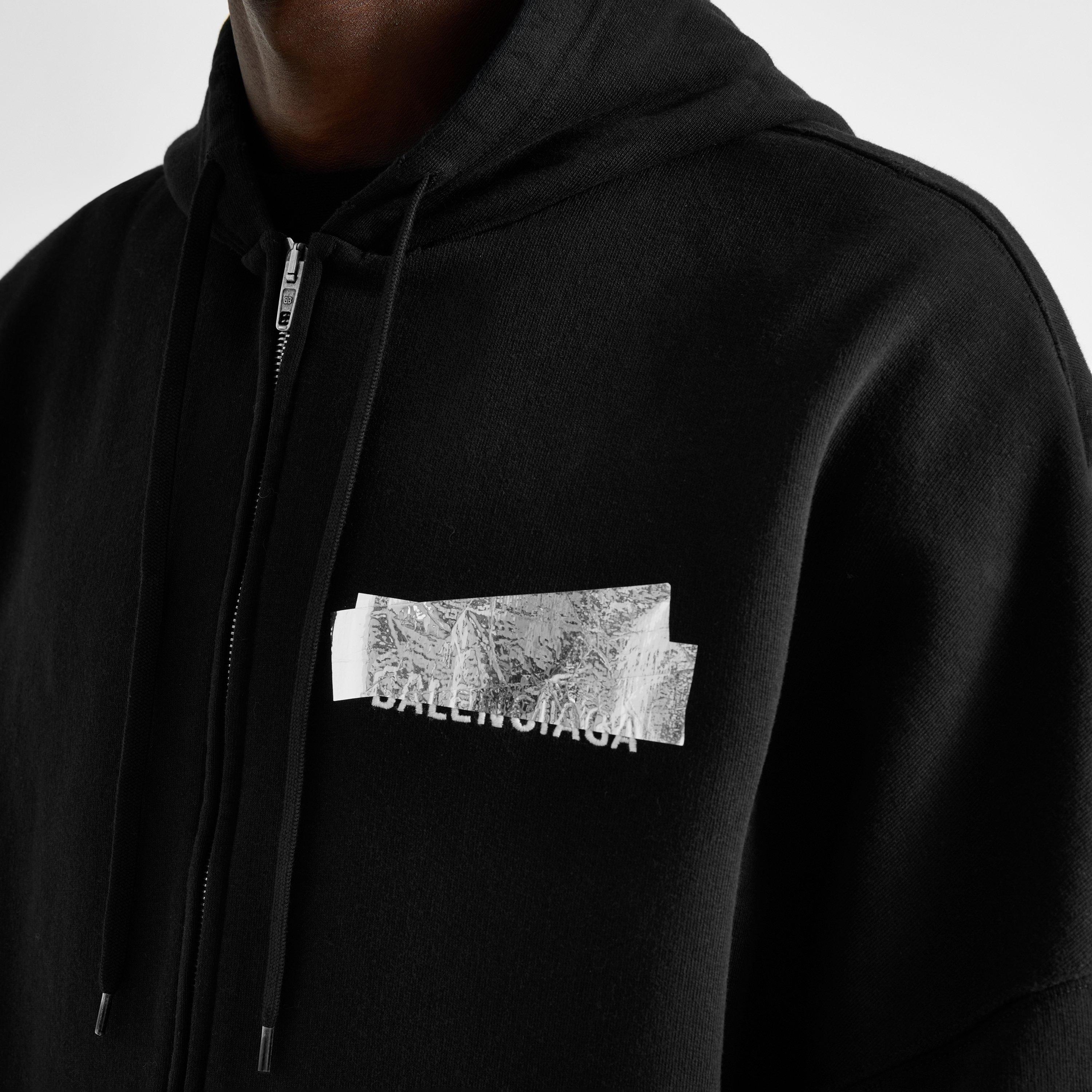 Black - Balenciaga - Men's Tape Cotton Oversized-Fit Zip Hoodie - 5