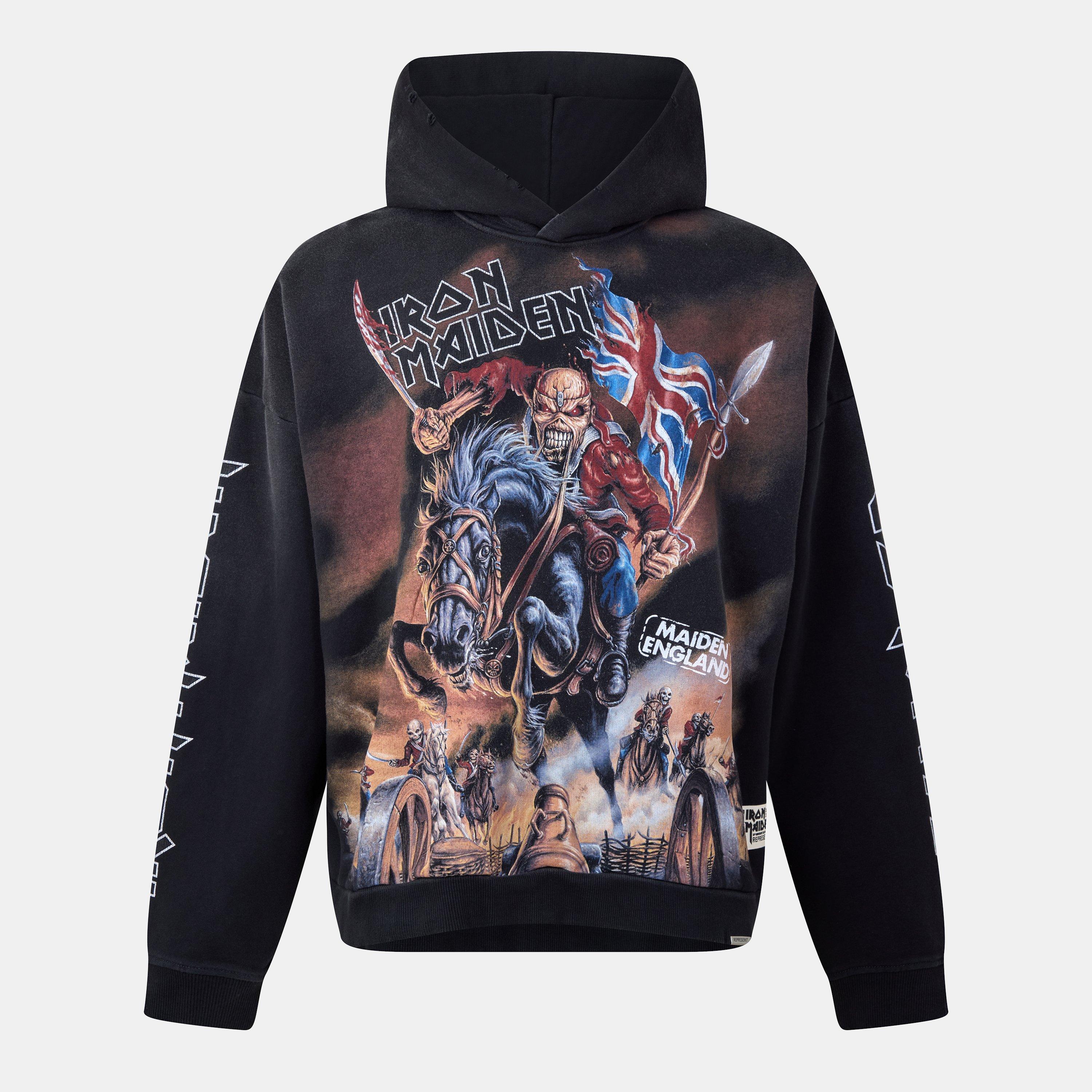 Represent Men's x Iron Maiden Steed Cotton Long Sleeve Graphic Hoodie - Stained Black - M