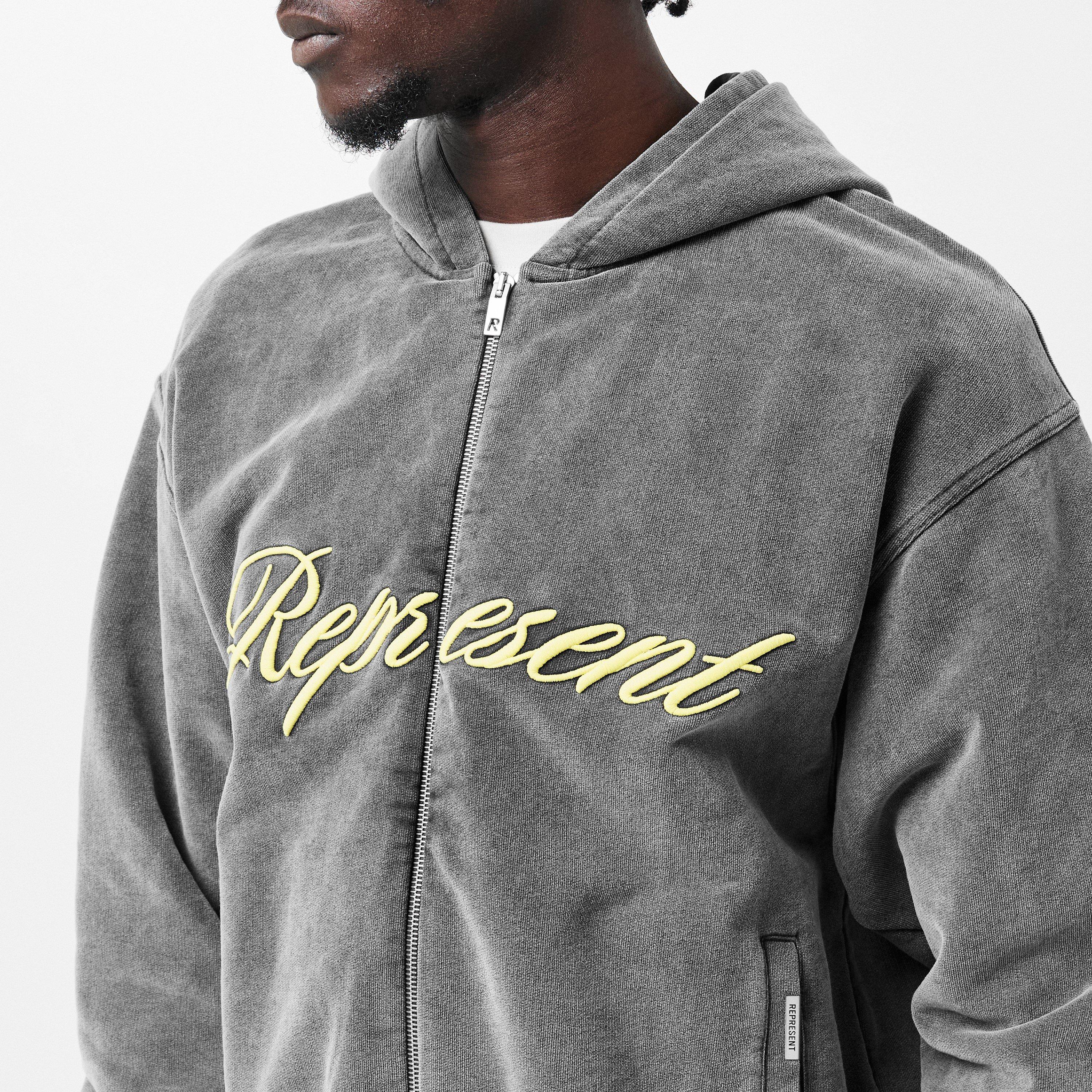 After Dark - Represent - Men's Rep Script Logo Zipped Hoodie, Soft Cotton - 5
