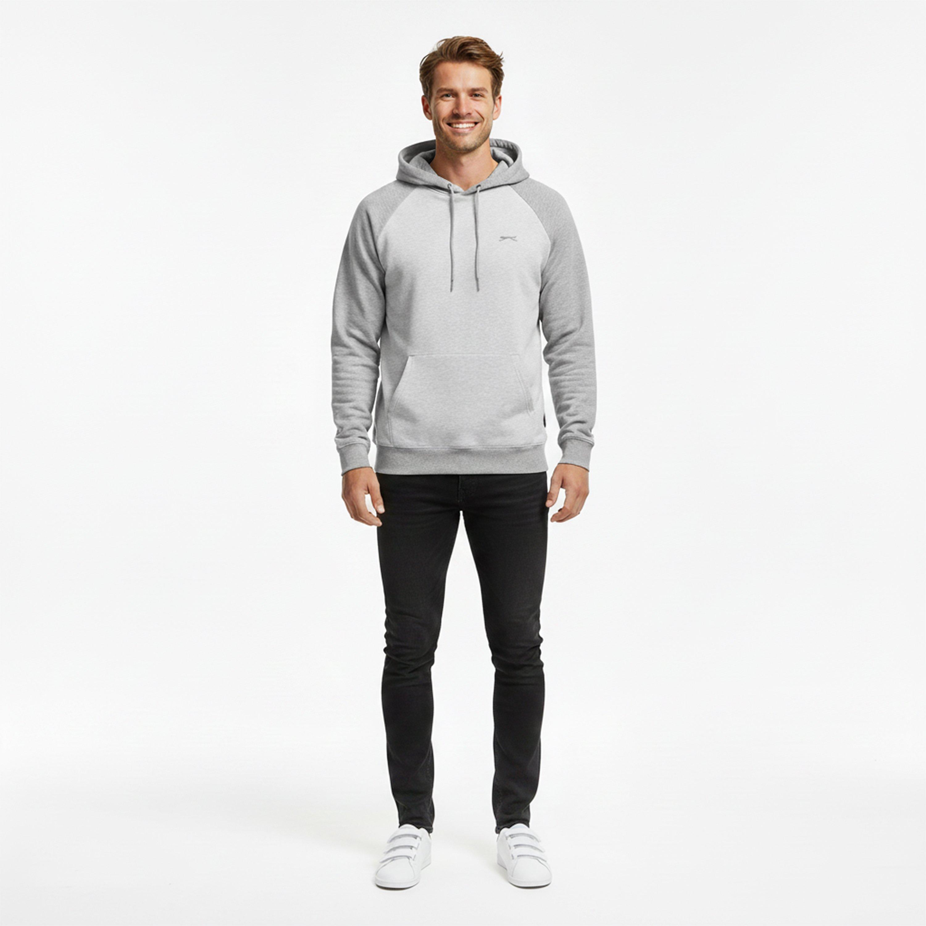 Ice Marl/Grey - Slazenger - Fleece Contrast Hoodie Mens - 5