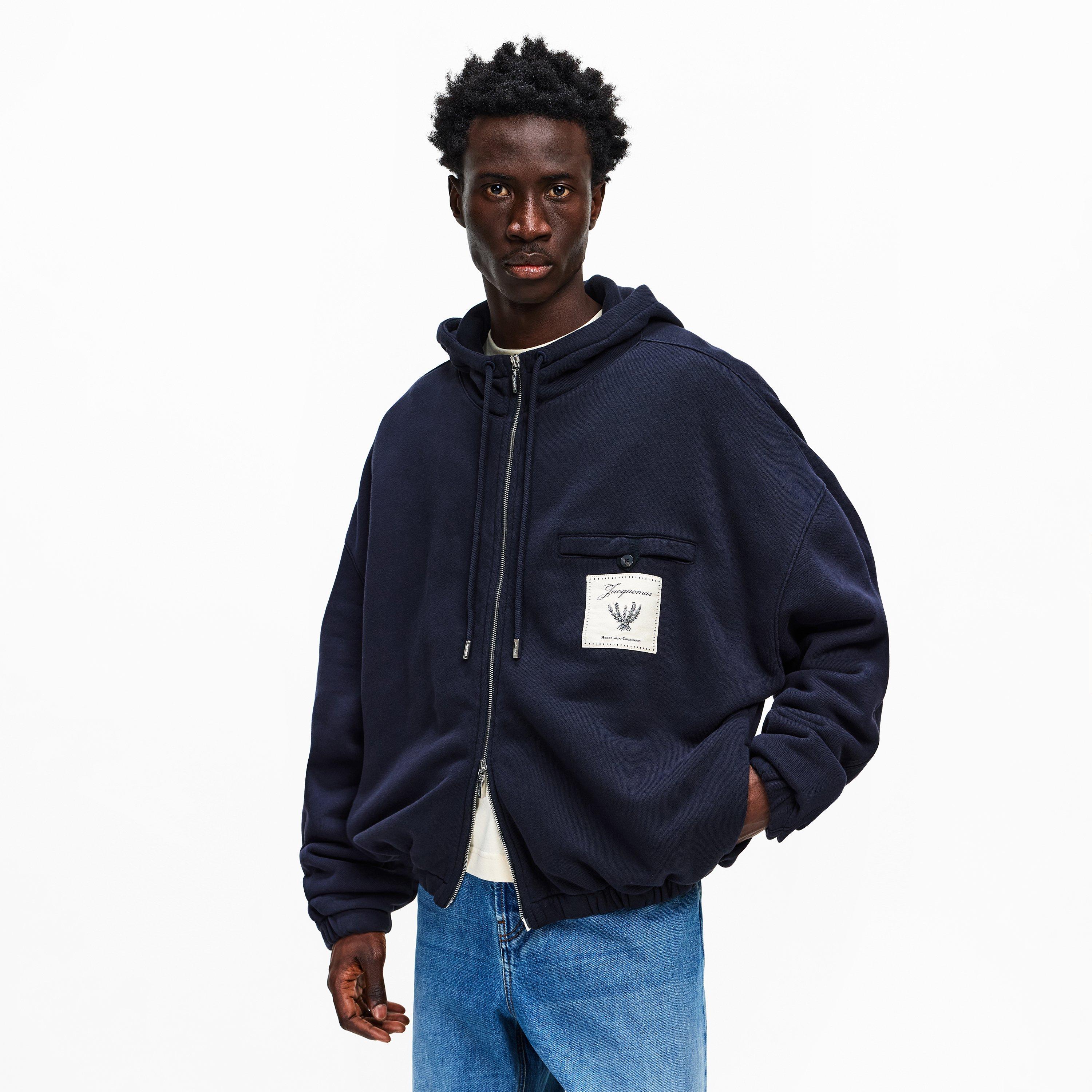 Navy - Jacquemus - Men's Jacquard Rosemary Zip Hoodie - 3