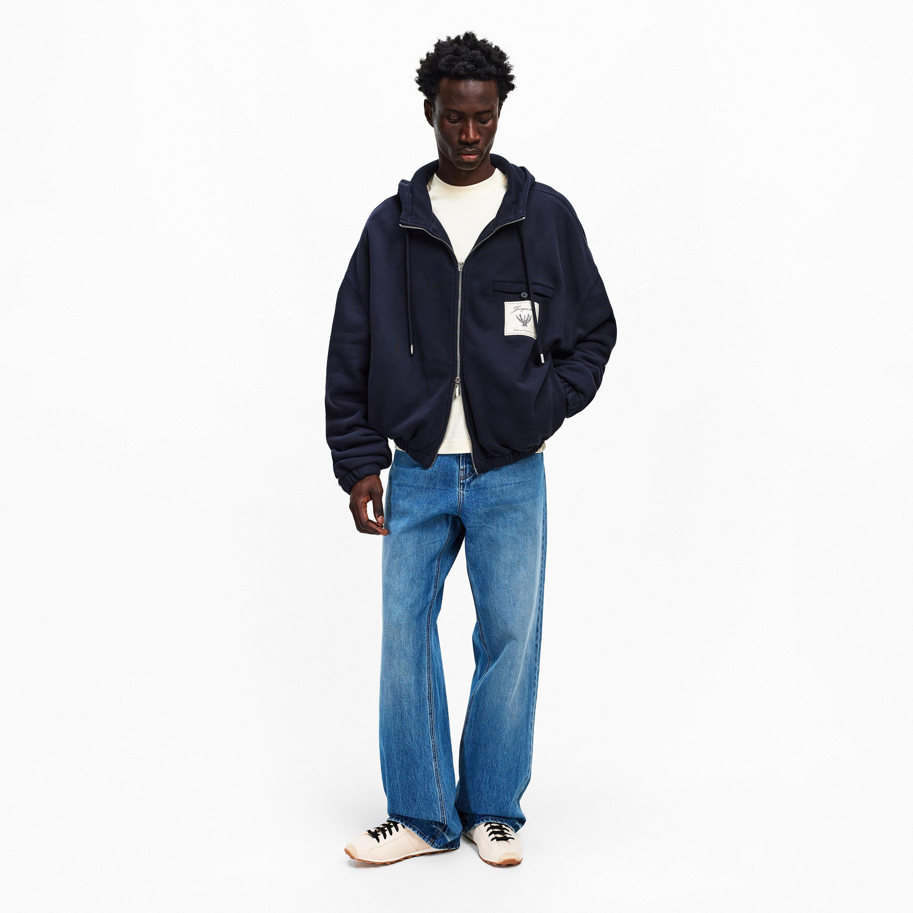 Navy - Jacquemus - Men's Jacquard Rosemary Zip Hoodie - 6