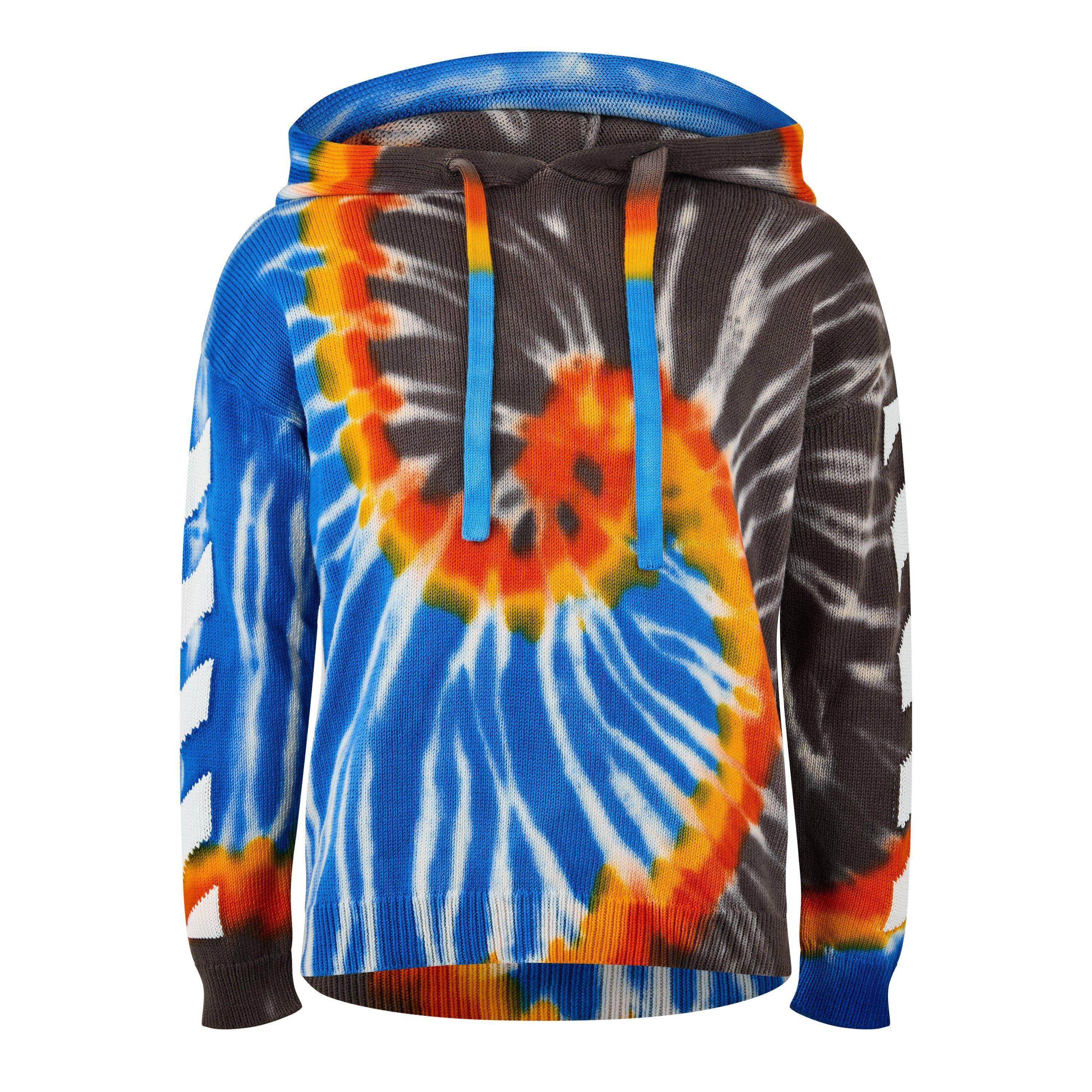 Black White - Off White - Men's Diag Tie Dye Long Sleeve Hoodie - 1