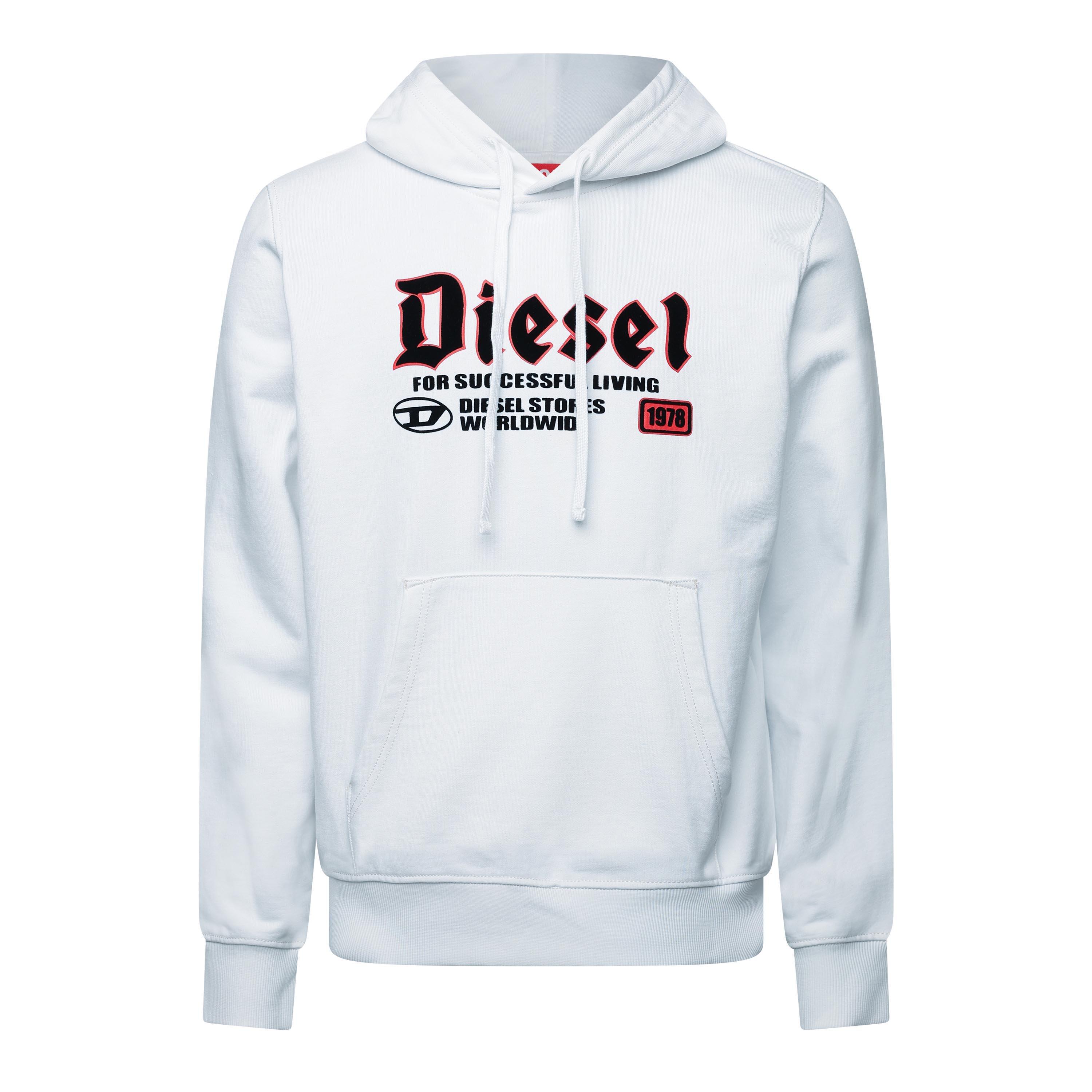 Diesel Men's Over The Head Hoodie - Bright White - 2XL