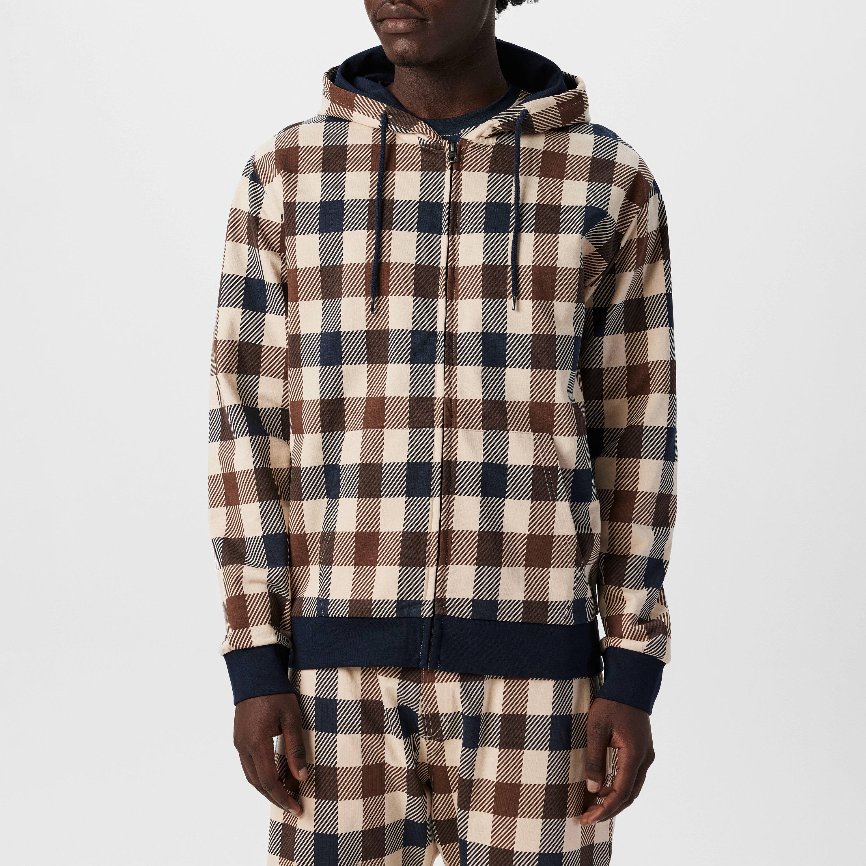 Navy - Aquascutum - Big Check Zip Up Hoodie - 3