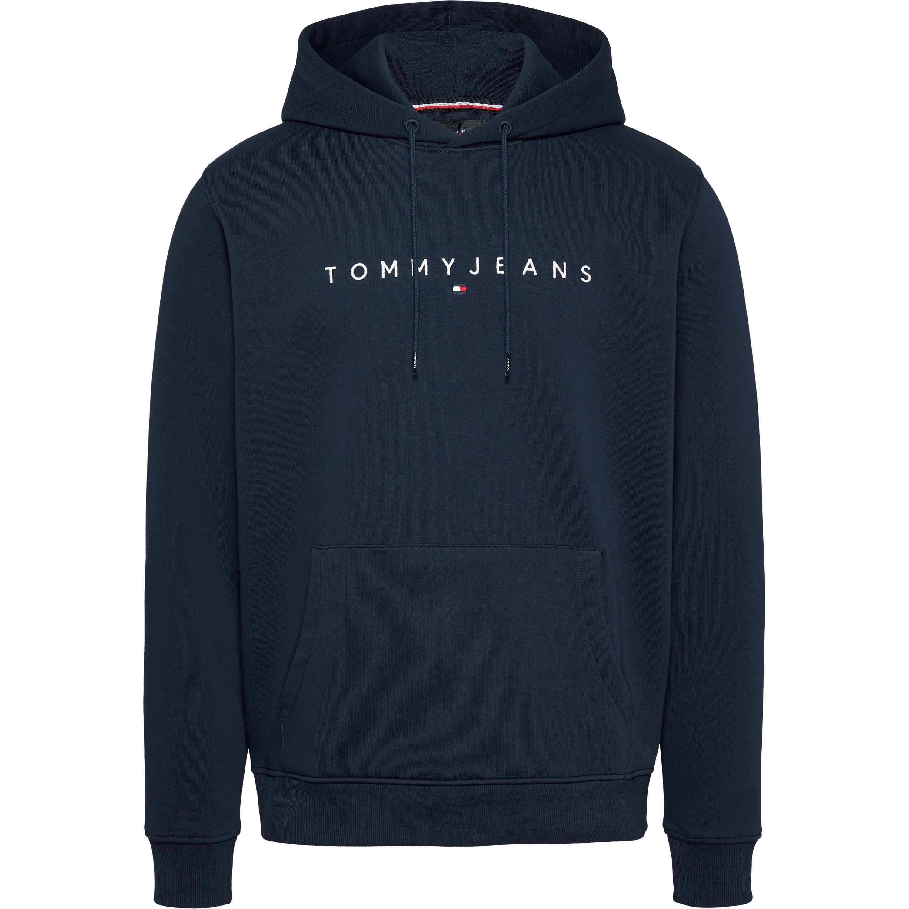 Tommy Jeans Men's Linear Logo Pull Over Hoodie - Dk Night Navy - 2XL