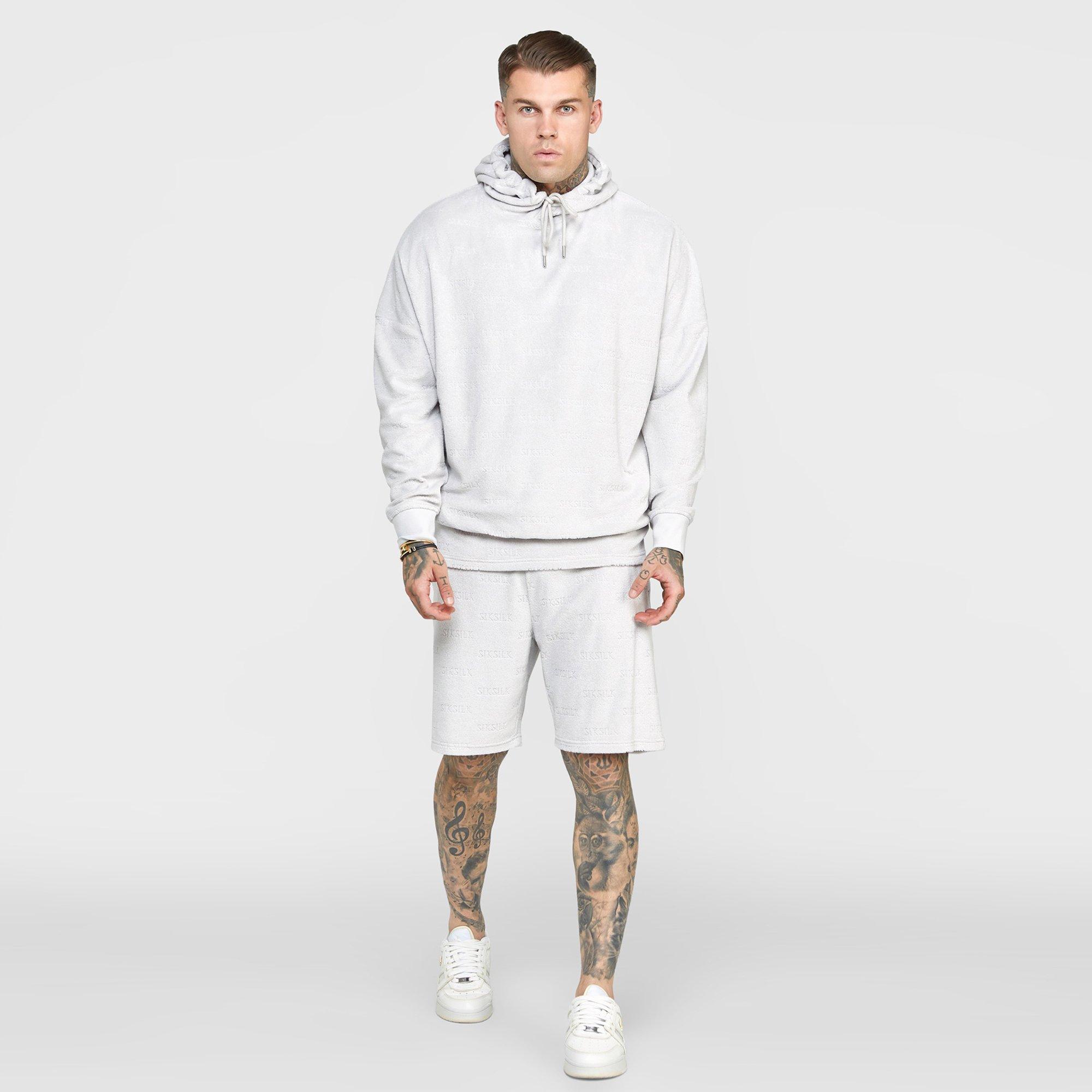 Grijs - SikSilk - Men's Ecru Varsity Anniversary Print Hoodie - 3