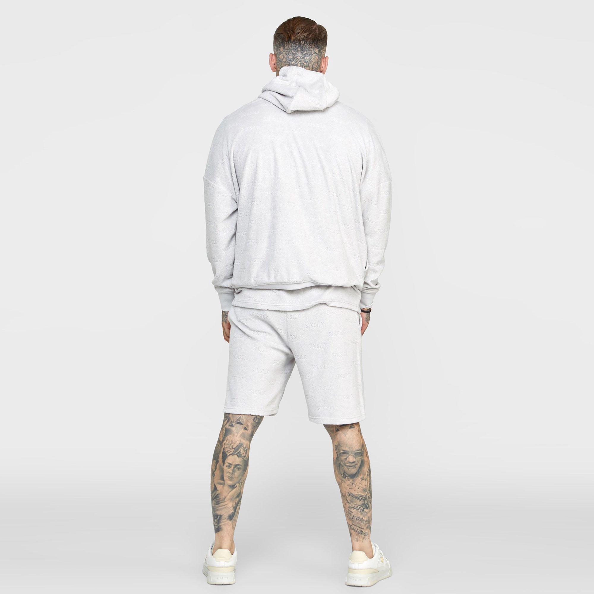 Grijs - SikSilk - Men's Ecru Varsity Anniversary Print Hoodie - 5