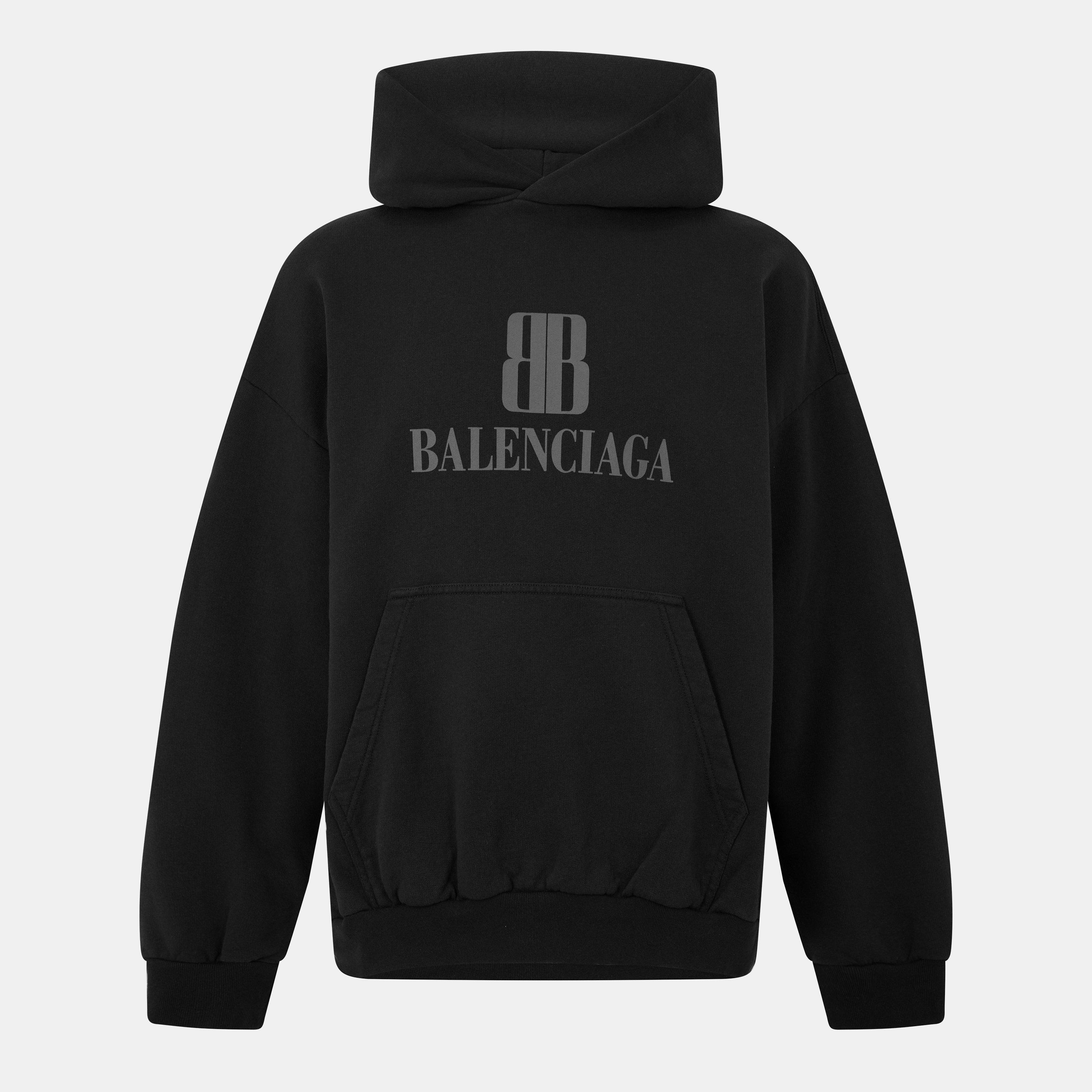 Balenciaga Men's Pull Over Hoodie - Faded Black - S