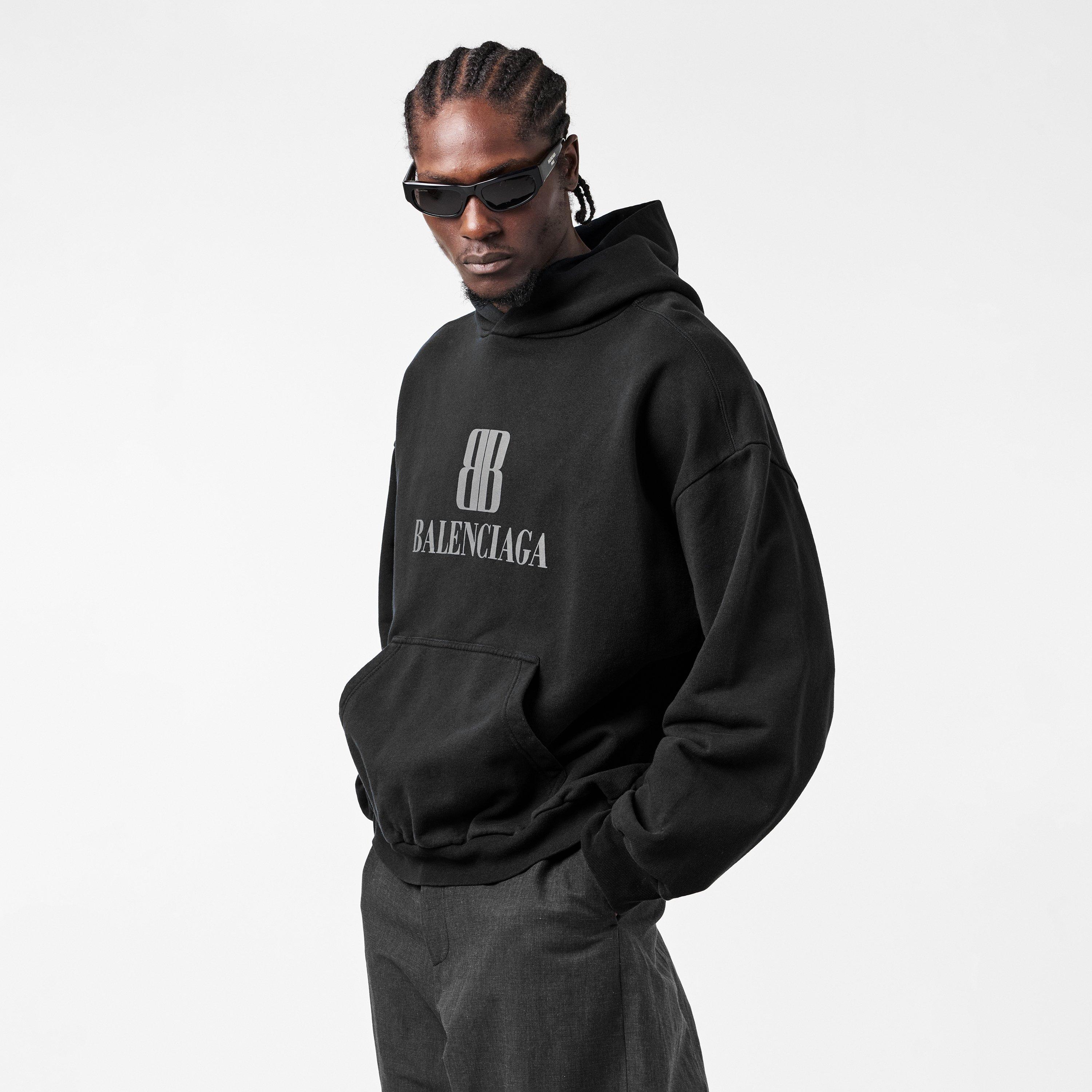 Faded Black - Balenciaga - Men's Over the Head Hoodie - 3